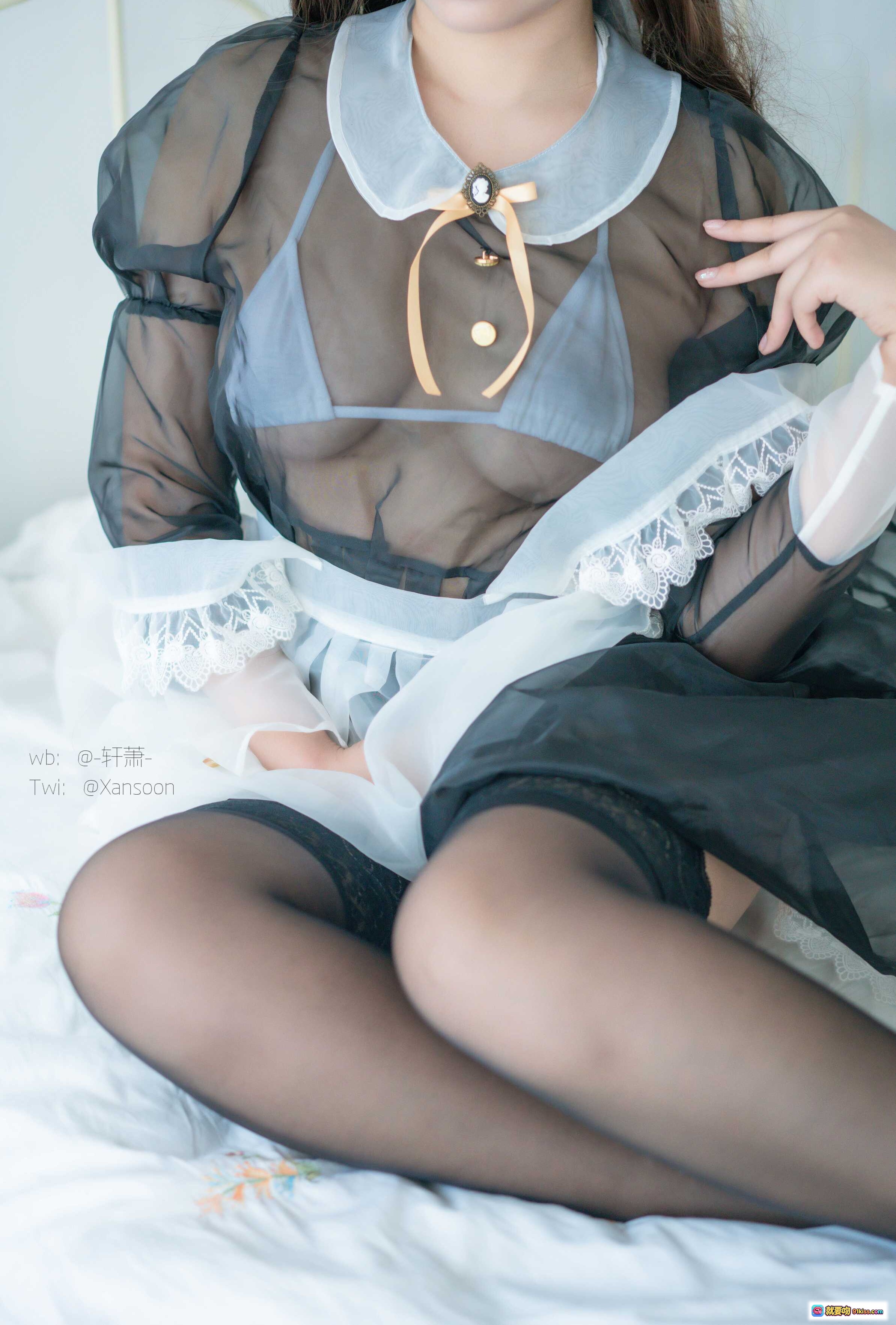 图片[10] - 轩萧学姐NO.010透明女仆装写真｜黑丝蕾丝猫耳女仆风｜28P高清美图 - 就要吻