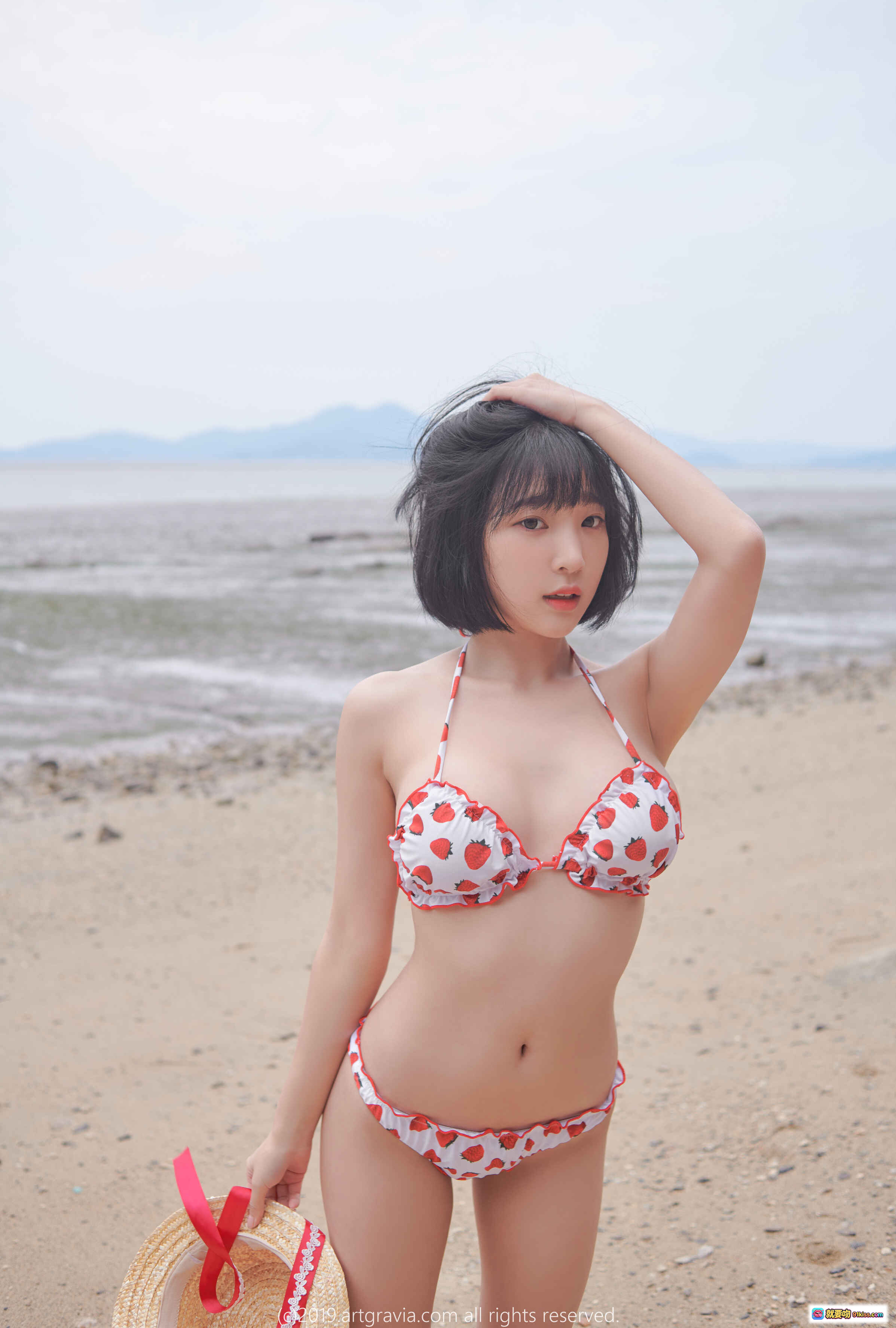 图片[5] - 姜仁卿NO.016 ARTGRAVIA_VOL94 白色短袖露脐上衣+深蓝比基尼 下身性感写真 甜美短发靠墙姿势 清新室内私房摄影 - 就要吻