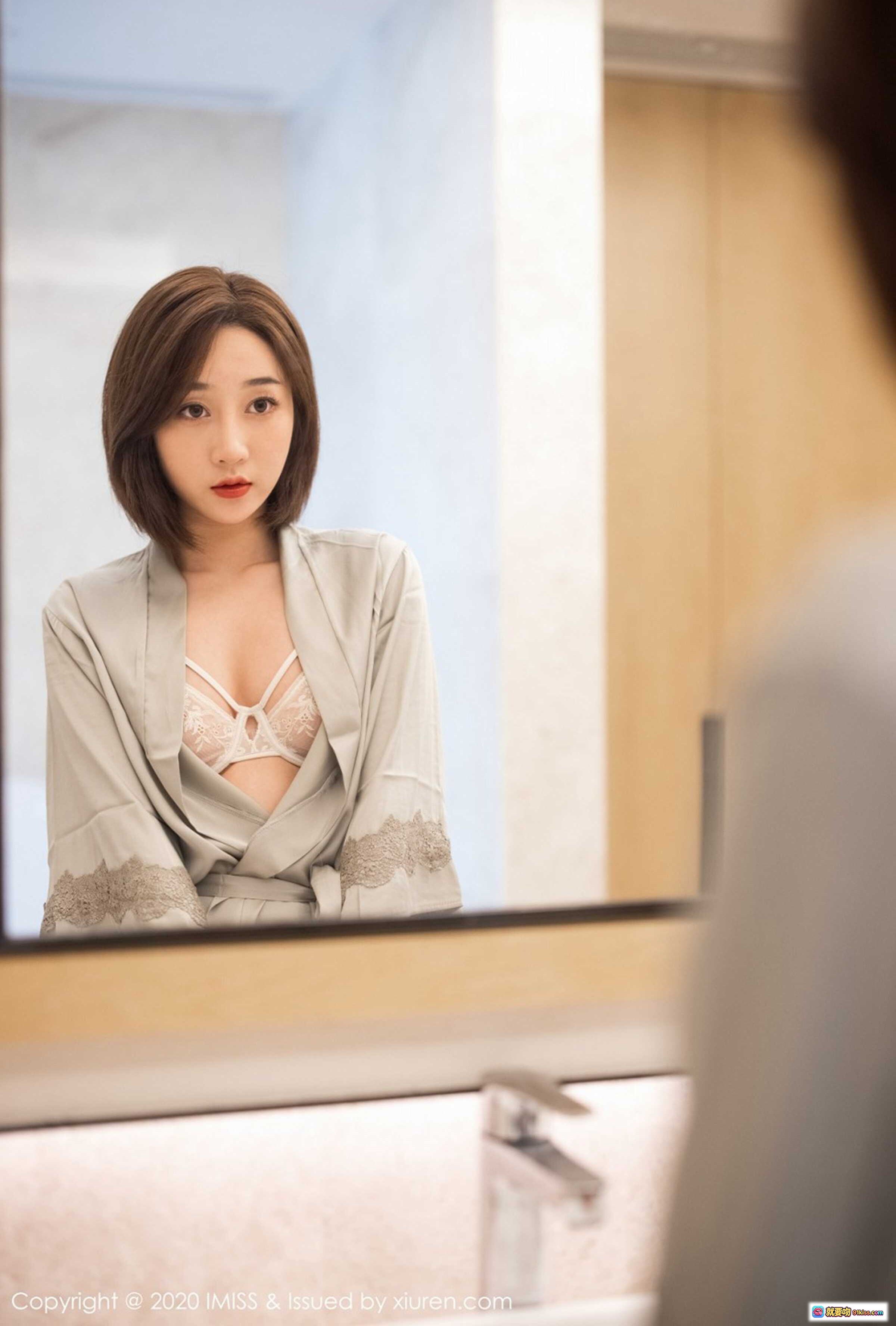 图片[10] - IMiss九月生2020.10.14 Vol.510 灰色蕾丝浴袍高跟美腿浴室写真 44图163M - 就要吻
