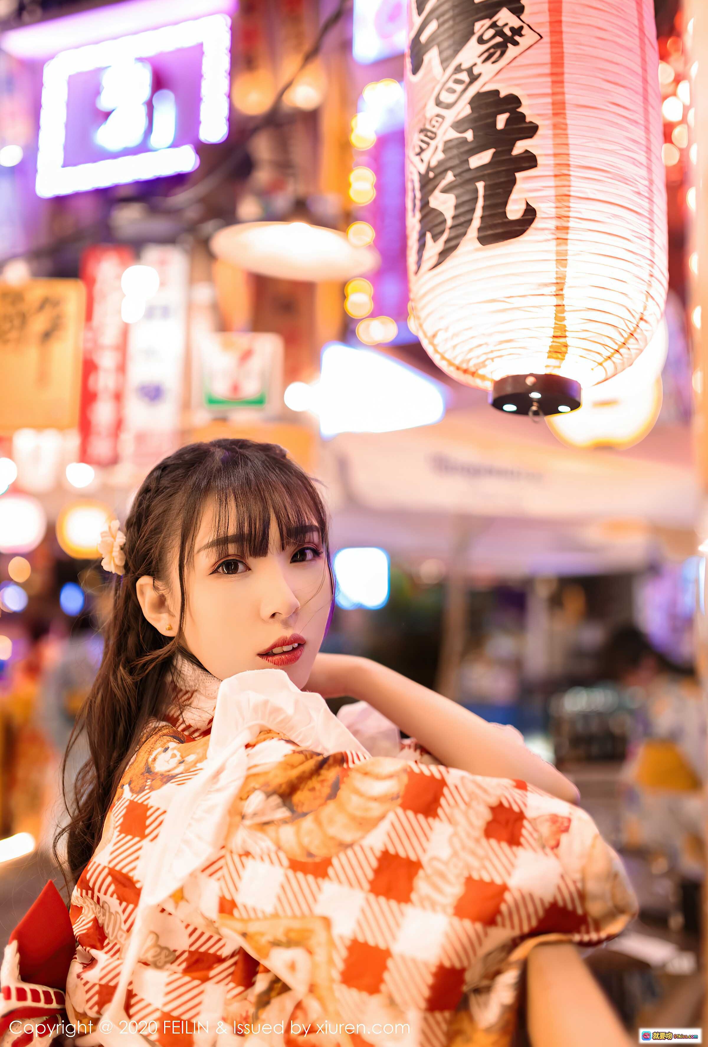 图片[5] - 小波多和风浴衣写真 | 日式榻榻米美腿诱惑 | 红白花卉图案浴袍 | 裸足坐姿性感私房照 | FEILIN Vol.360 2020.12.16 - 就要吻