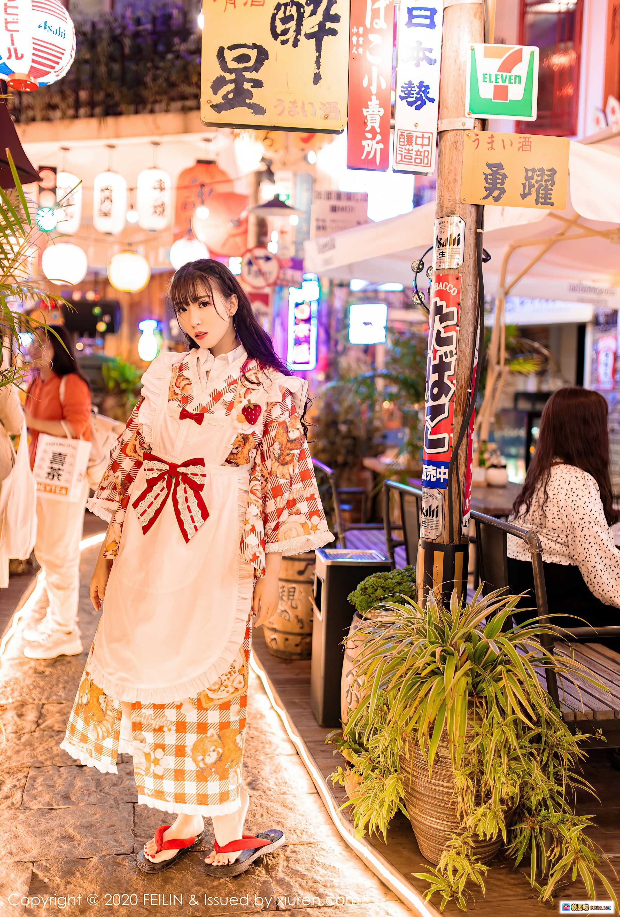 图片[2] - 小波多和风浴衣写真 | 日式榻榻米美腿诱惑 | 红白花卉图案浴袍 | 裸足坐姿性感私房照 | FEILIN Vol.360 2020.12.16 - 就要吻