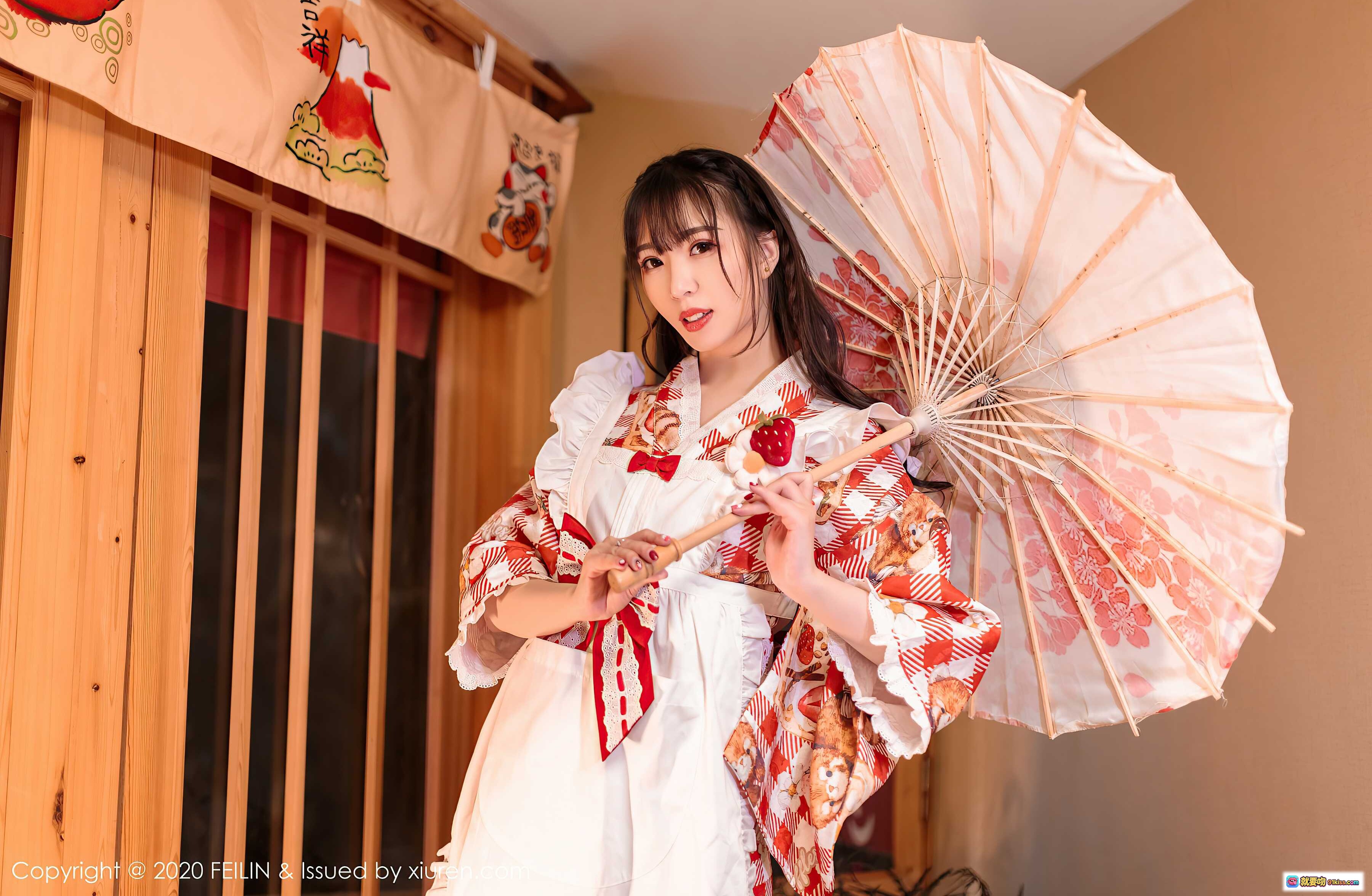 图片[9] - 小波多和风浴衣写真 | 日式榻榻米美腿诱惑 | 红白花卉图案浴袍 | 裸足坐姿性感私房照 | FEILIN Vol.360 2020.12.16 - 就要吻
