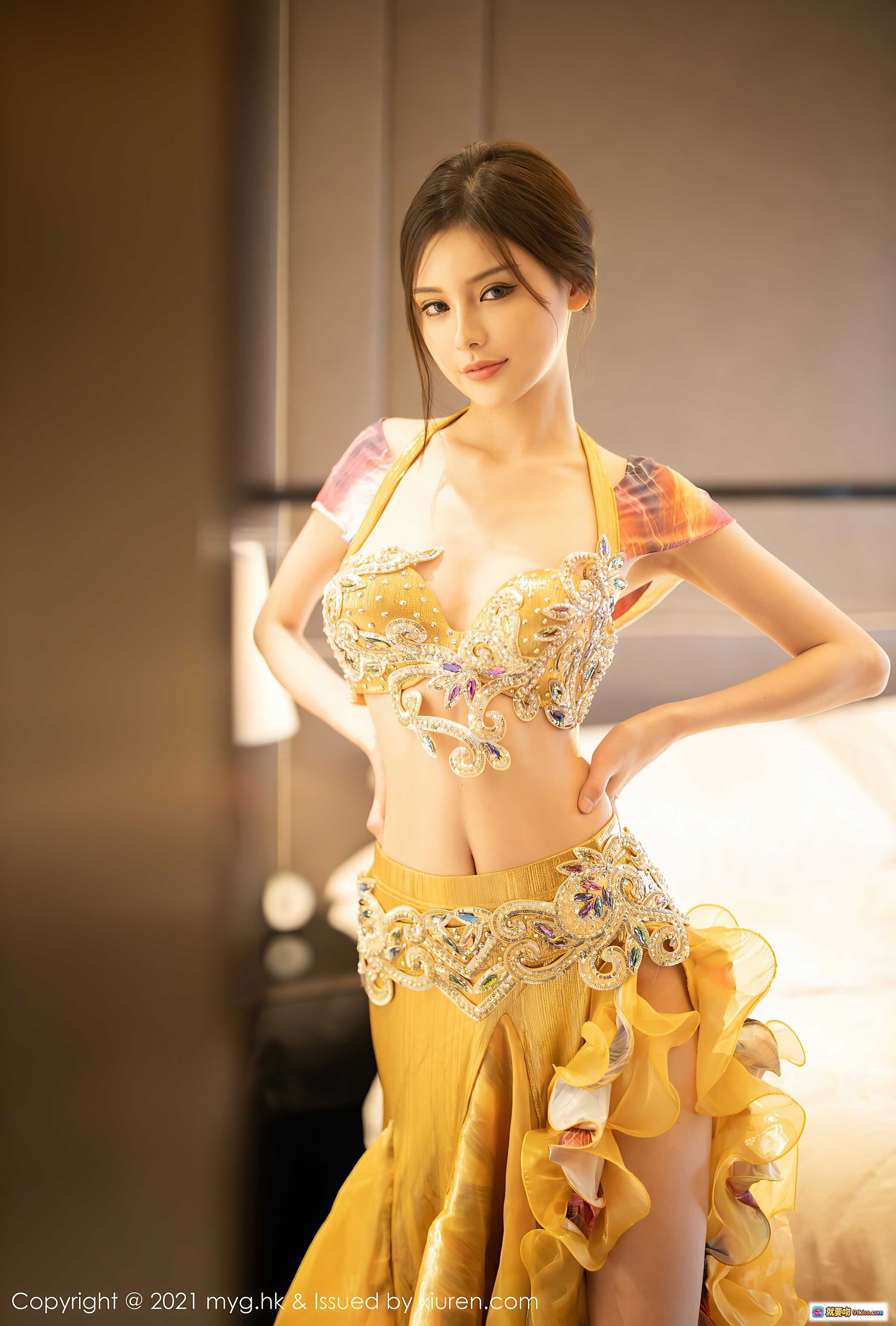 图片[8] - 小夕juju异域风情写真 | 金色华丽肚皮舞装 | 精致镶钻腰链 | 优雅性感姿态 | MyGirl美媛馆VOL.549 - 就要吻