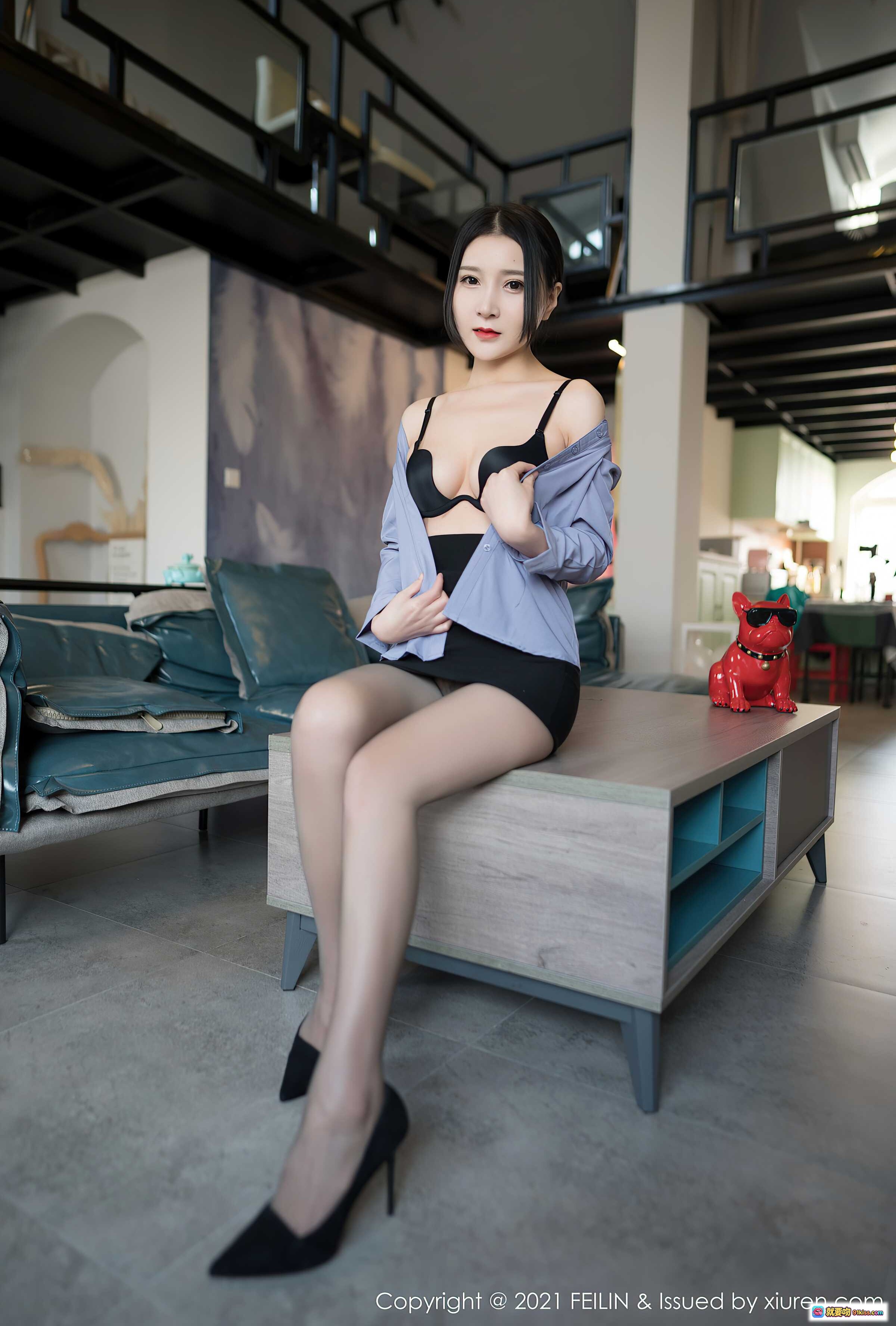 图片[4] - 林煊煊性感写真 | 黑丝高跟职场风 | FEILIN 2021 Vol.369 精美室内私房照 - 就要吻