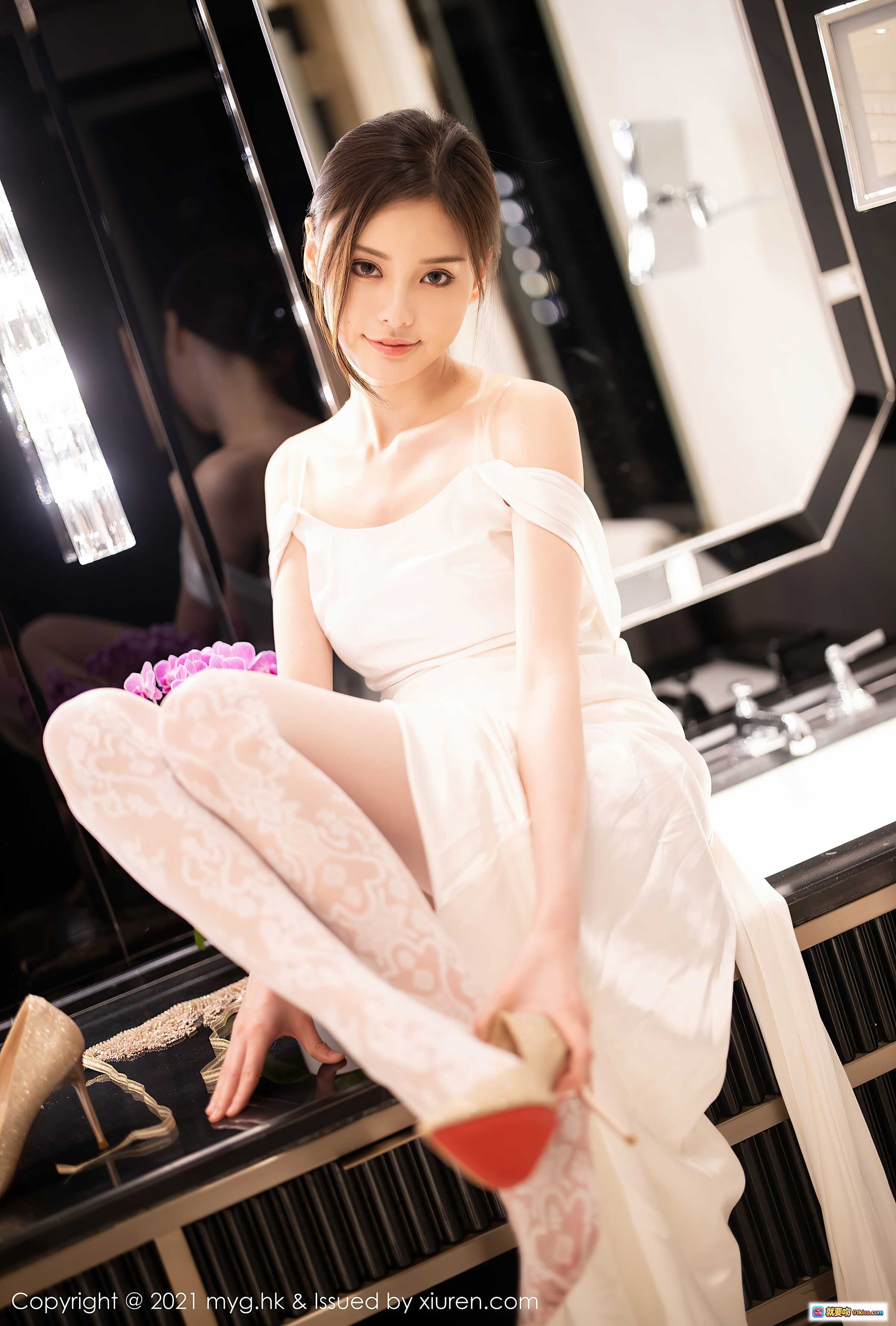 图片[3] - 小夕juju白色露肩长裙优雅写真 | MyGirl美媛馆2021 Vol.552高清人像摄影 - 就要吻