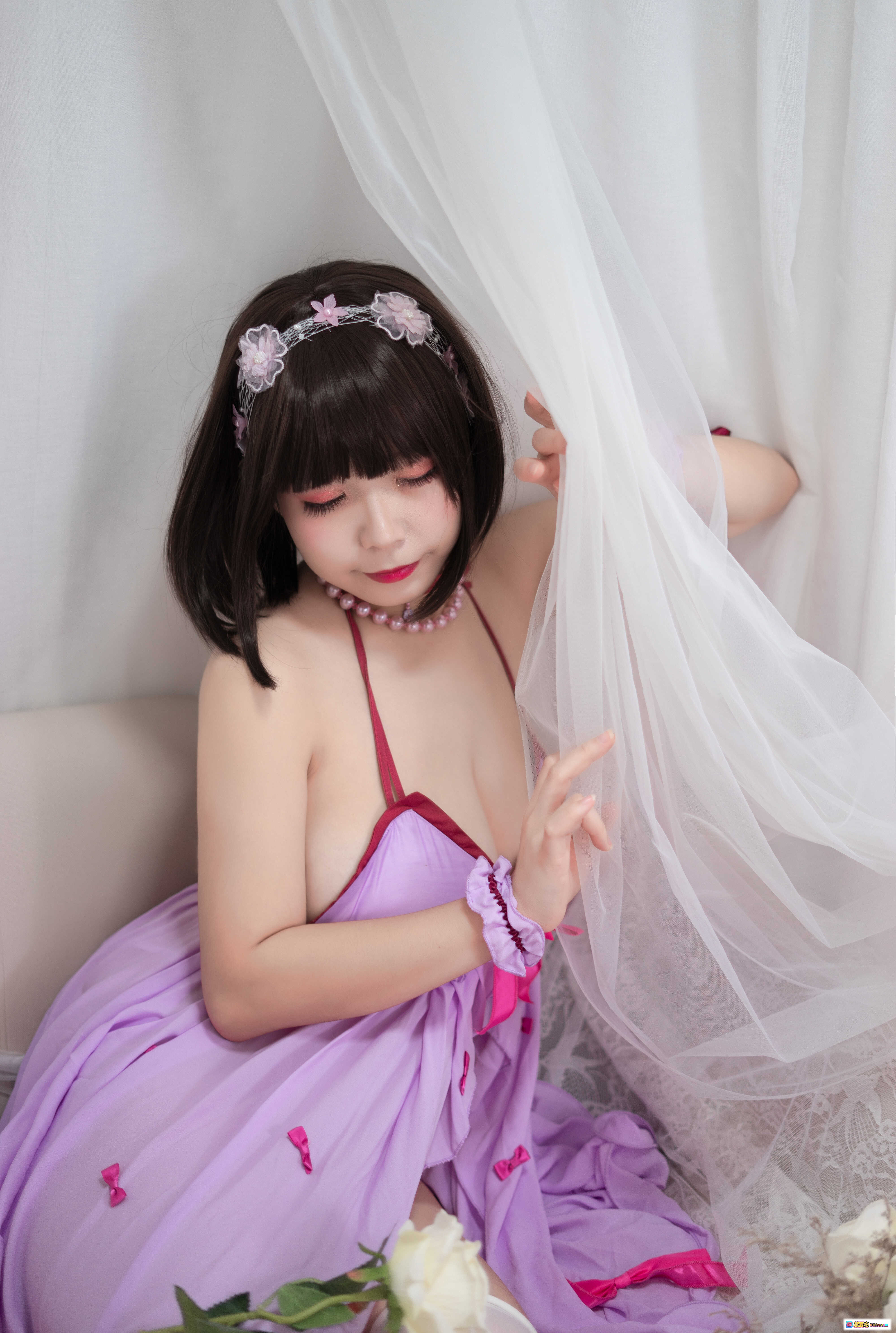 图片[2] - 无颜小天使NO.005加藤惠紫裙蕾丝头饰白丝美腿写真25P-142MB - 就要吻