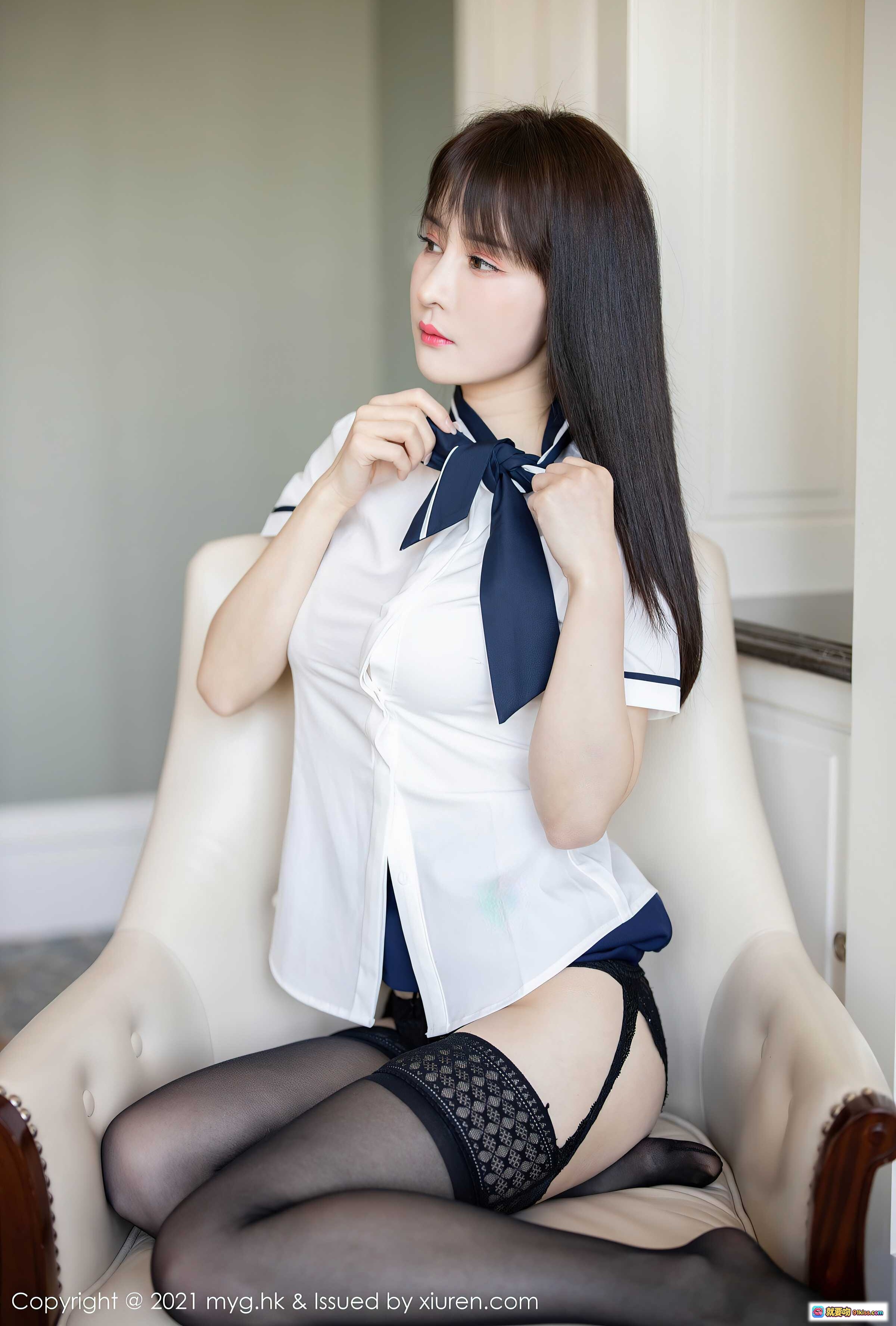 图片[2] - 蔡文钰Abby制服写真 | 白衬衫蓝领结黑丝美腿 | MyGirl美媛馆Vol.505性感私房照 - 就要吻