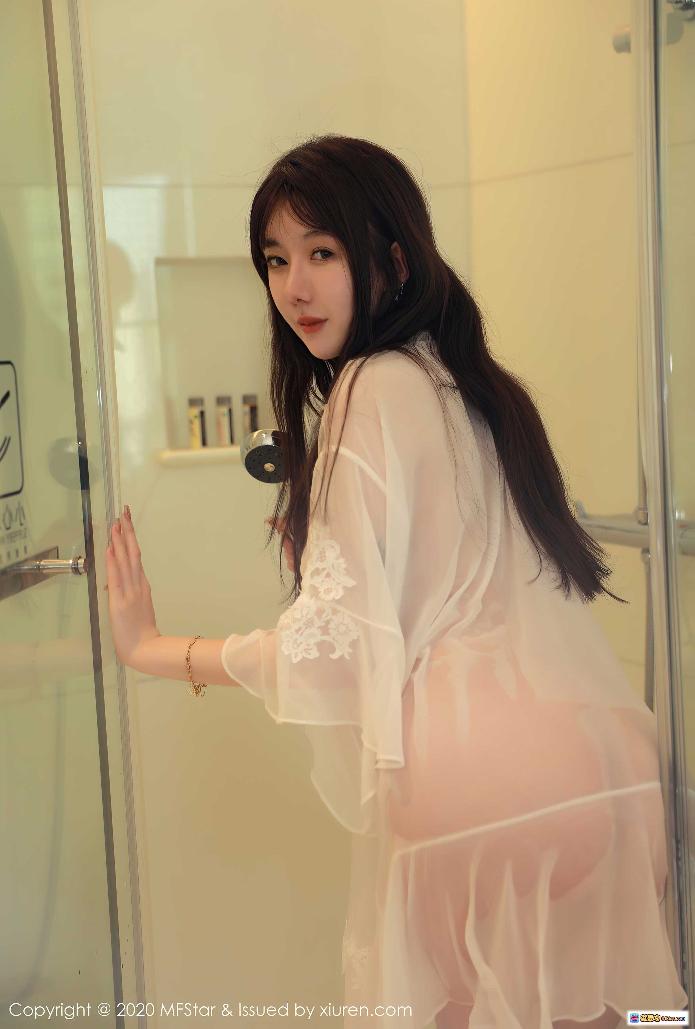图片[5] - 薛琪琪Sandy浴室写真｜白色蕾丝睡袍+牙刷水杯清新造型｜MFStar模范学院Vol.373高清图集 - 就要吻