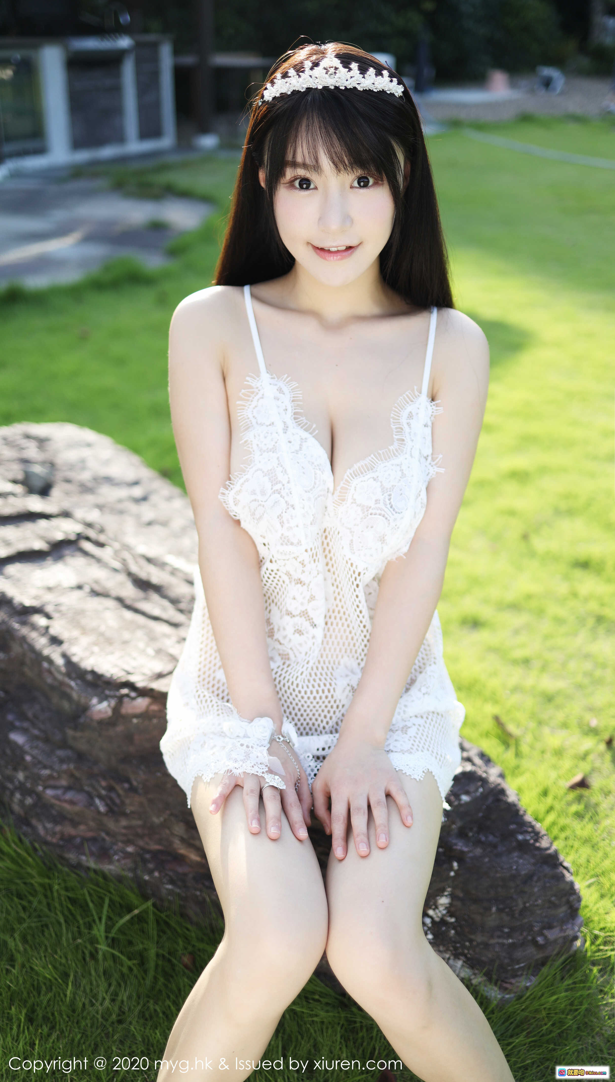 图片[10] - 朱可儿Flower草地写真 | 白色蕾丝吊带裙 | 美媛馆VOL.423 | 2020年1月8日发布 | 清新自然户外摄影 - 就要吻