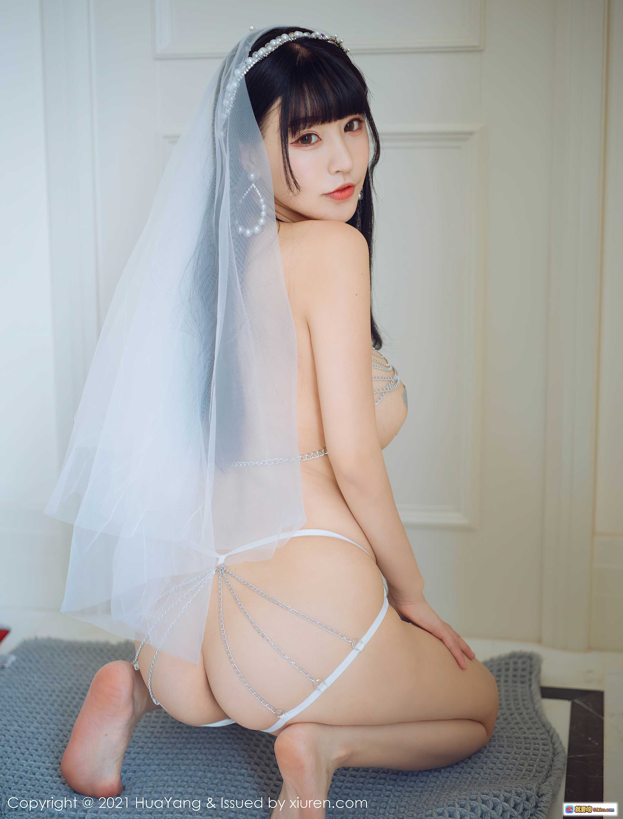 图片[9] - 朱可儿Flower性感写真｜HuaYang花漾VOL.352｜银链内衣+头纱新娘造型｜高清私房美图 - 就要吻