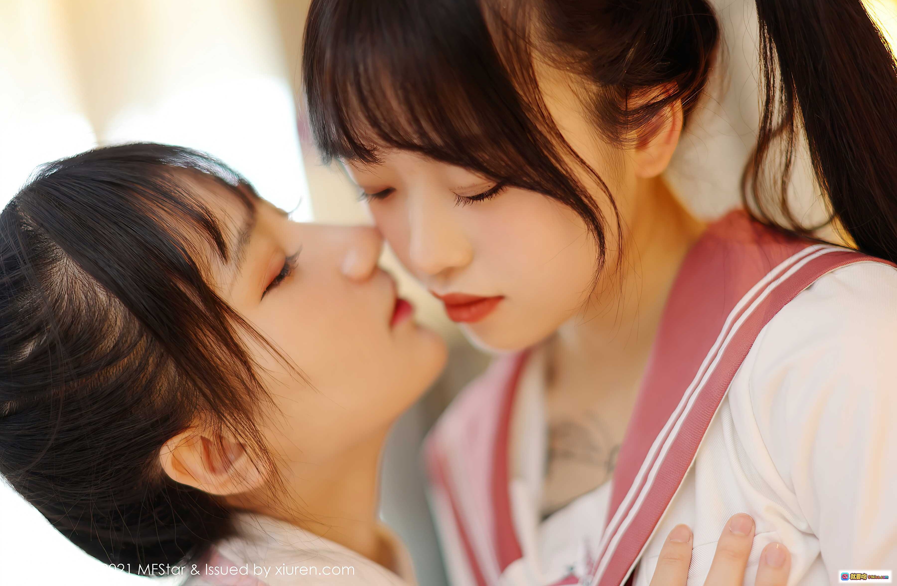 图片[8] - MFStar模范学院2021.06.21 Vol.507 双马尾少女校园风写真 甜美互动 床上亲密瞬间 粉色水手服格裙制服诱惑 - 就要吻