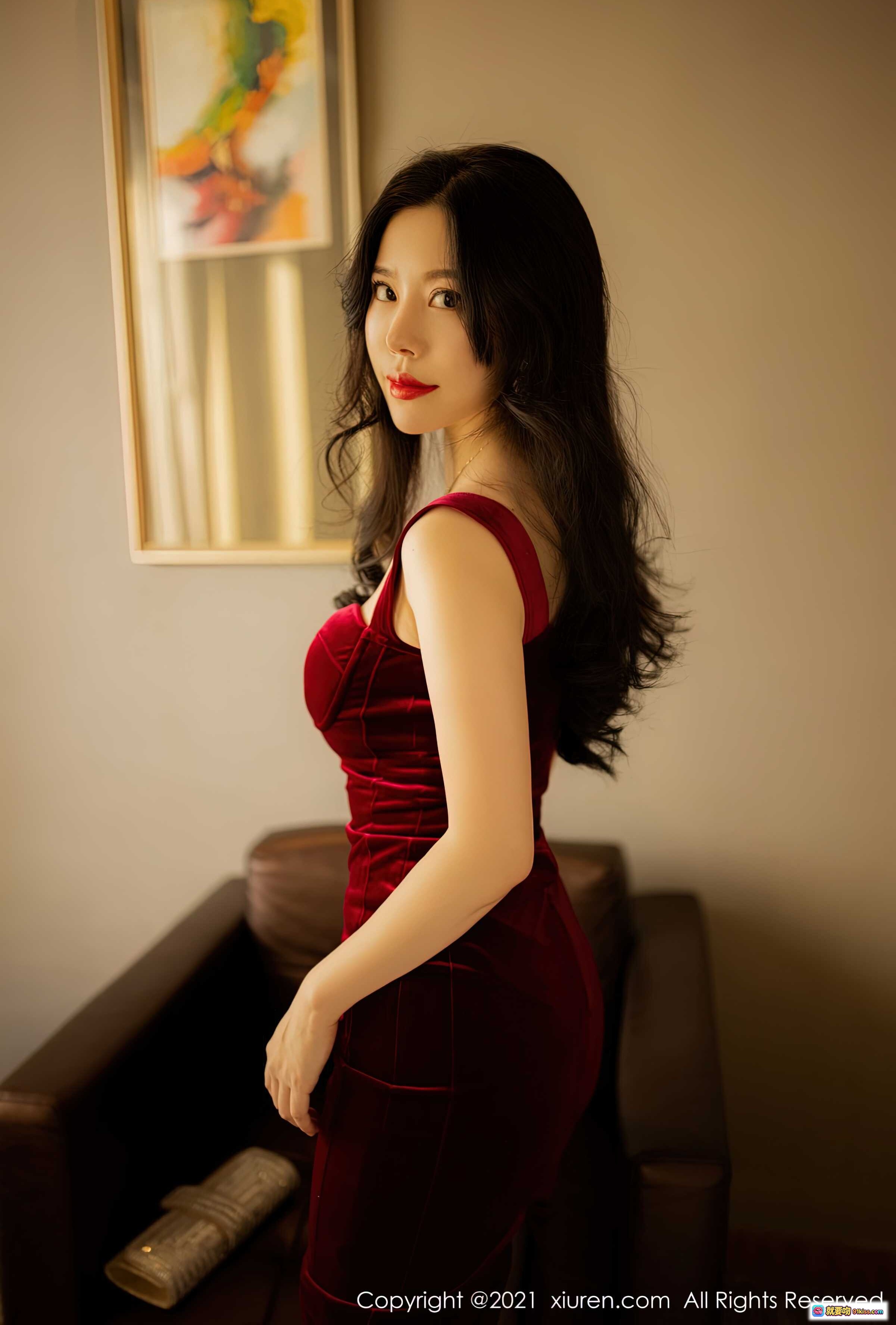 图片[9] - 白茹雪红丝绒连衣裙黑丝高跟酒店写真 – XiuRen秀人网2021.06.08 No.3515优雅性感私房照 - 就要吻