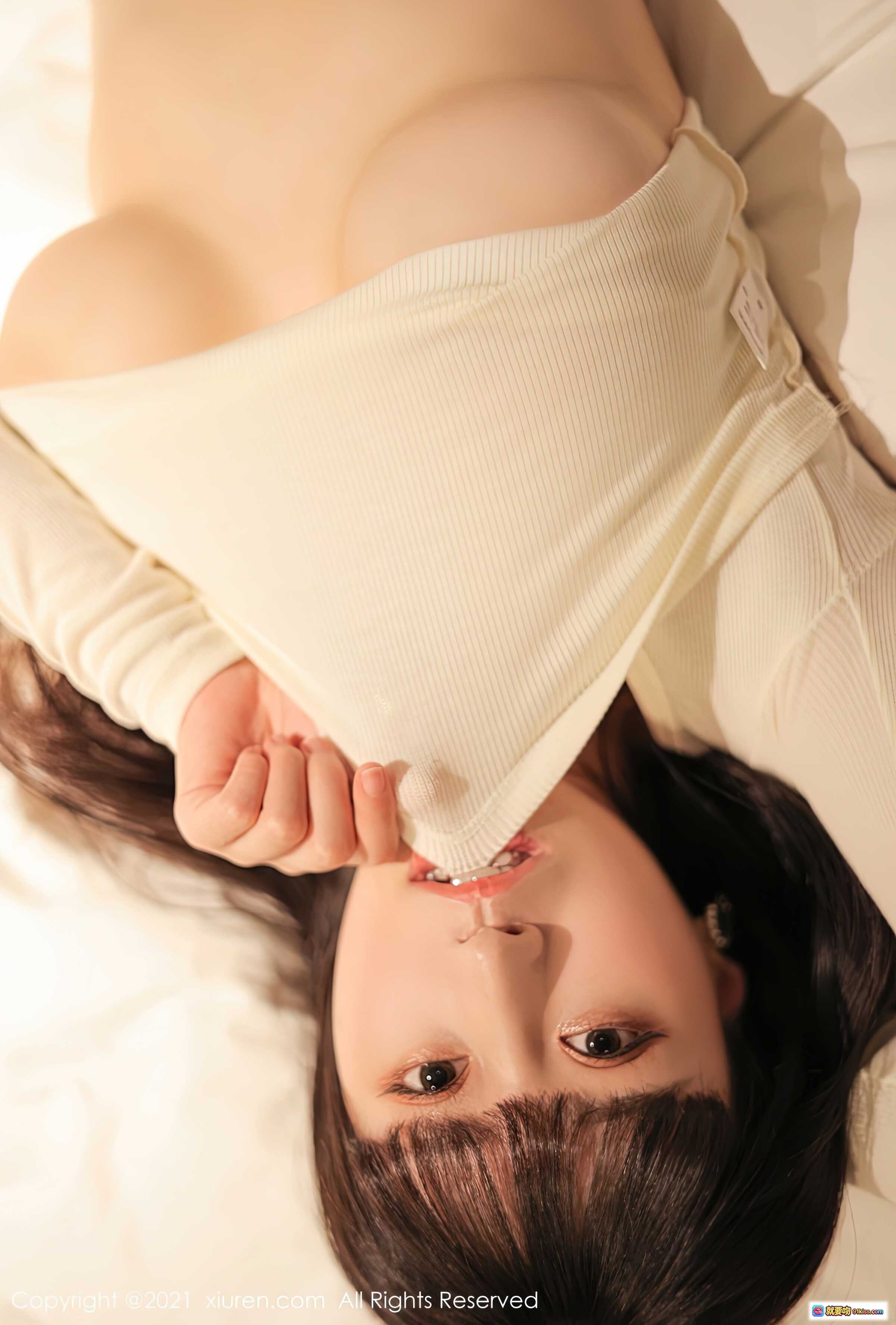 图片[3] - 朱可儿Flower性感写真 | XiuRen秀人网No.3587 | 白色上衣黑内搭 | 床上私房美拍 | 2021年6月25日发布 - 就要吻