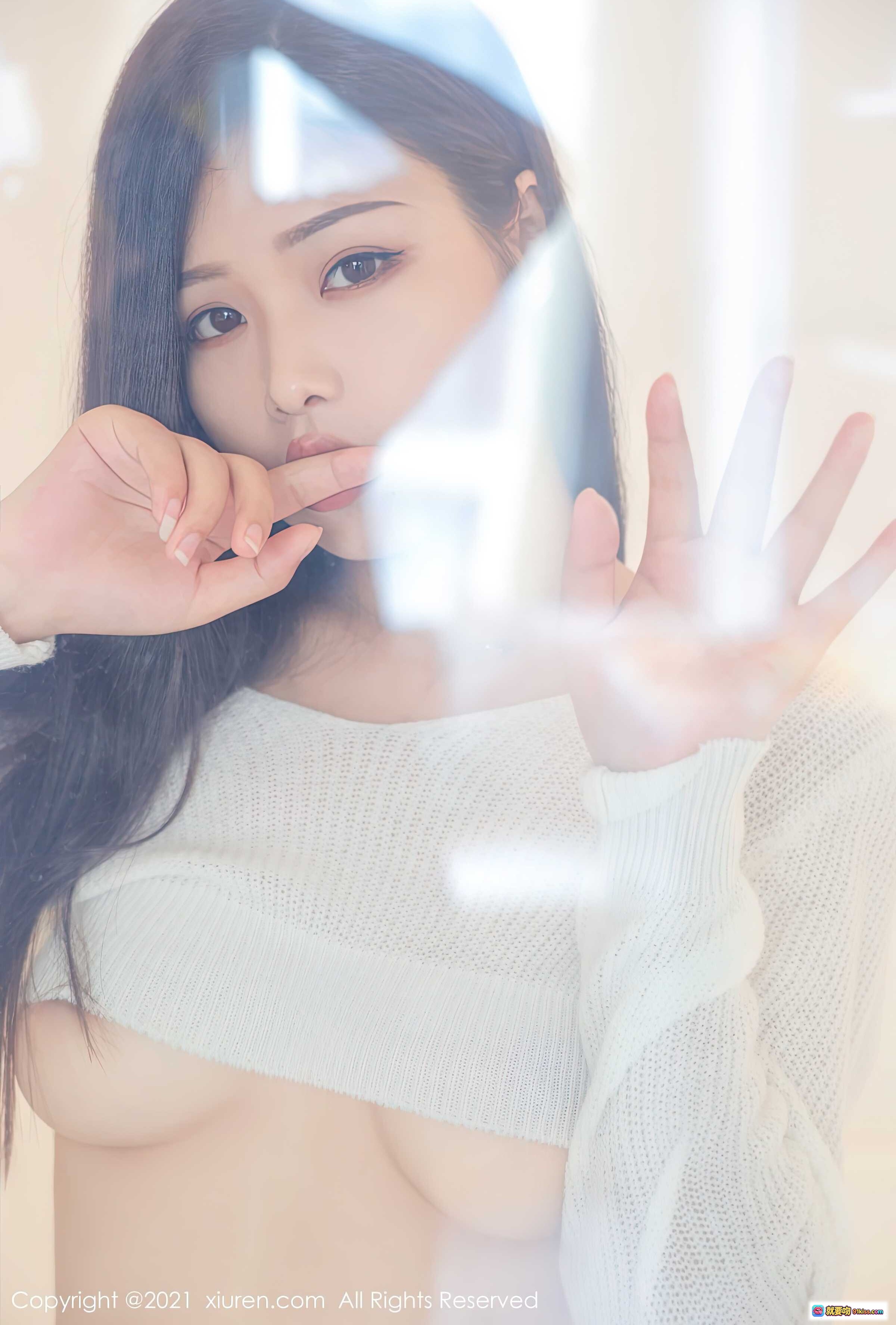 图片[8] - 星萌性感写真 | XiuRen秀人网No.3695 | 白色针织上衣+透明黑丝 | 2021.07.21高清私房美图 - 就要吻