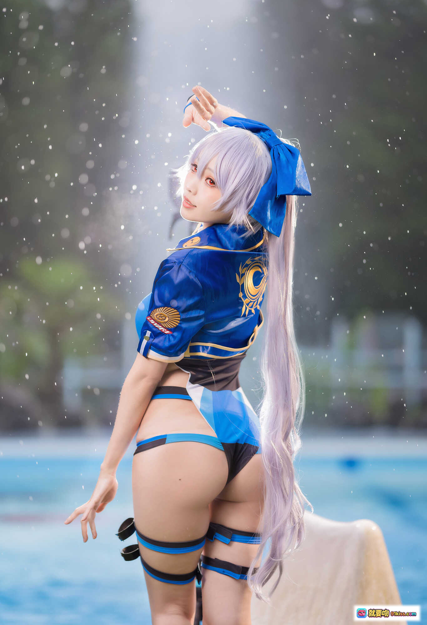 图片[7] - ElyEE子 NO.068 巴御前 Cosplay 精美写真 24P 45MB 蓝色战衣 白发少女 户外木亭 情绪氛围感 高清美图 - 就要吻