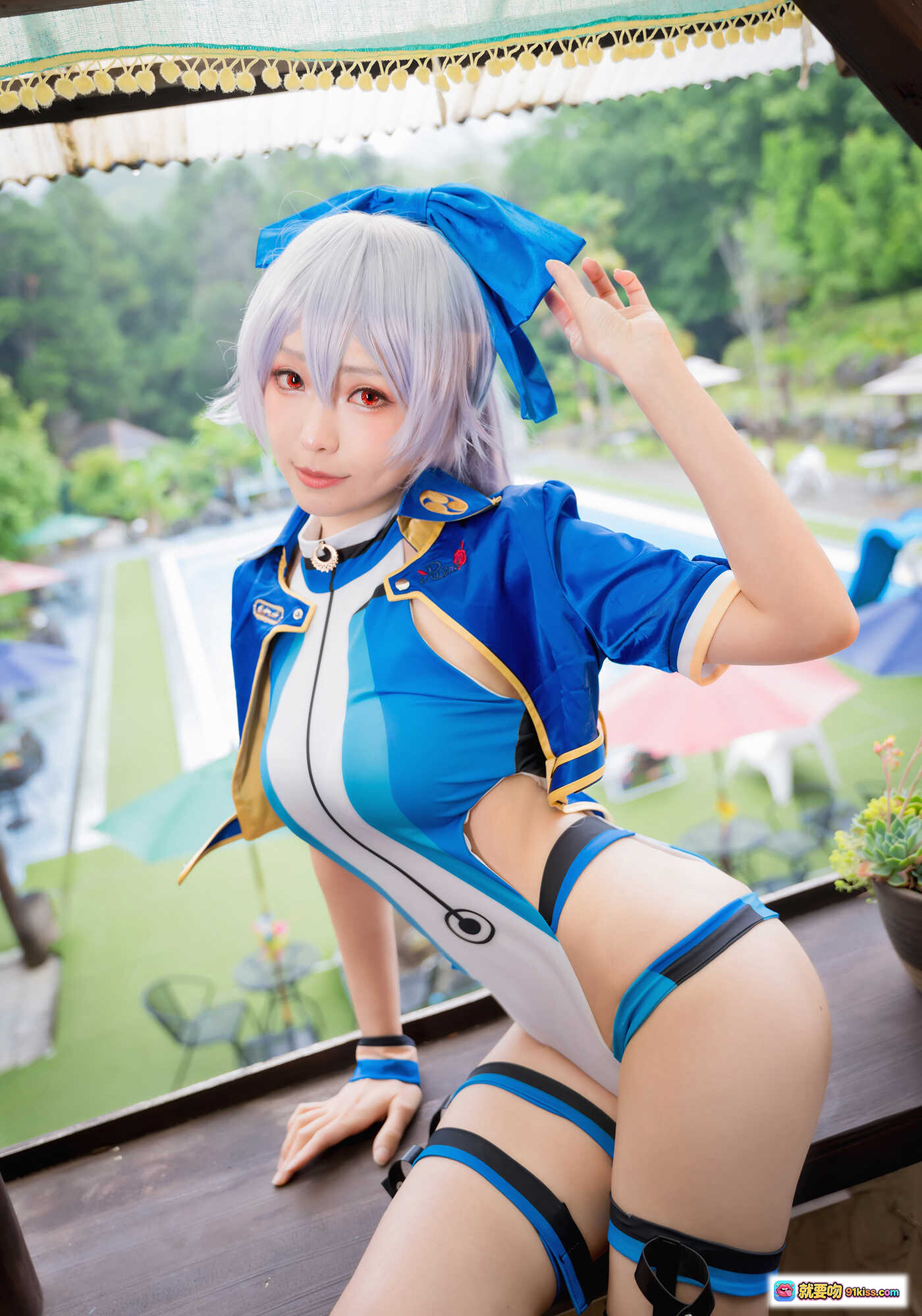 图片[6] - ElyEE子 NO.068 巴御前 Cosplay 精美写真 24P 45MB 蓝色战衣 白发少女 户外木亭 情绪氛围感 高清美图 - 就要吻