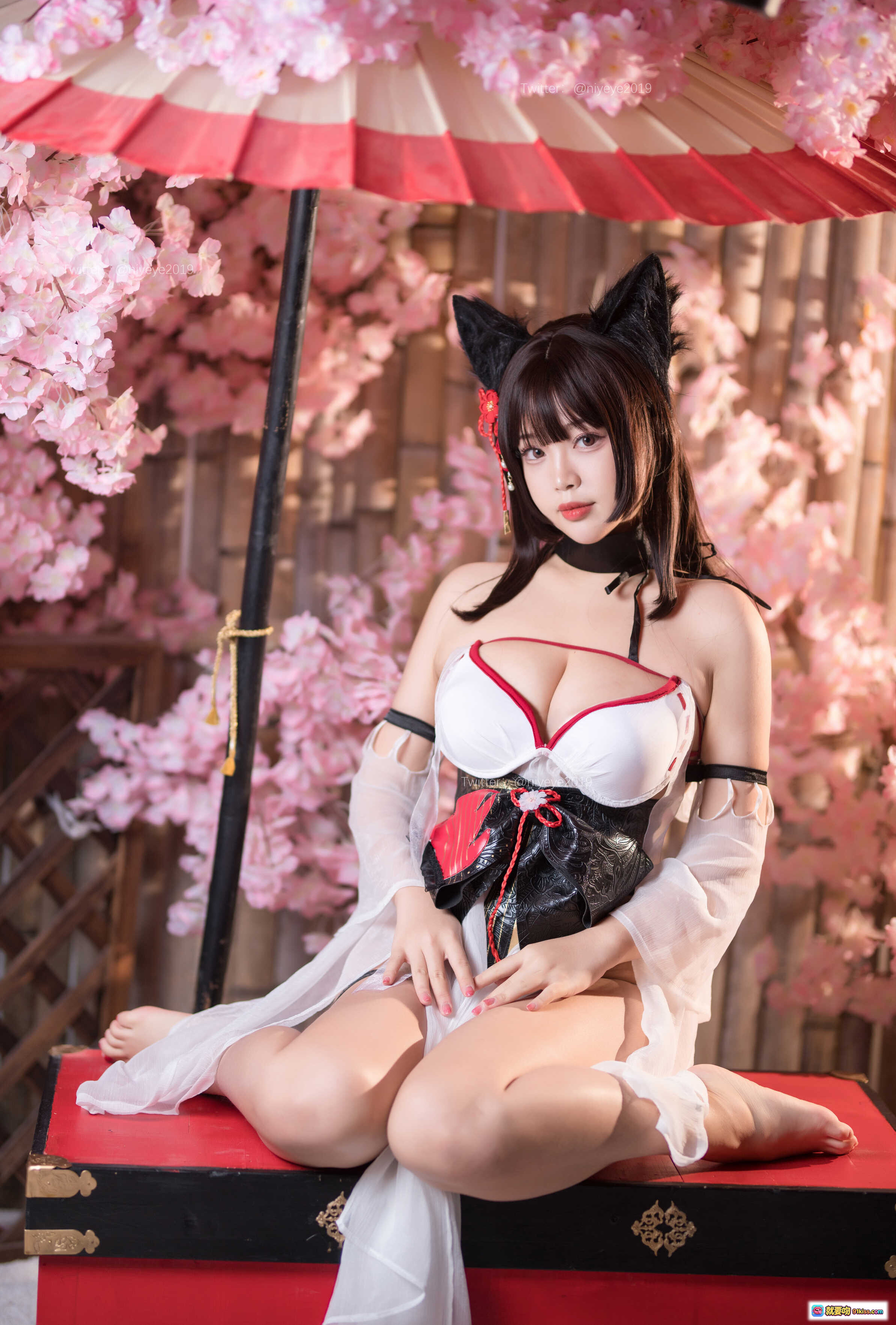图片[5] - 白烨VOL.036猫耳湿身泳装写真｜樱花背景日系性感Cosplay｜61P高清美图 - 就要吻