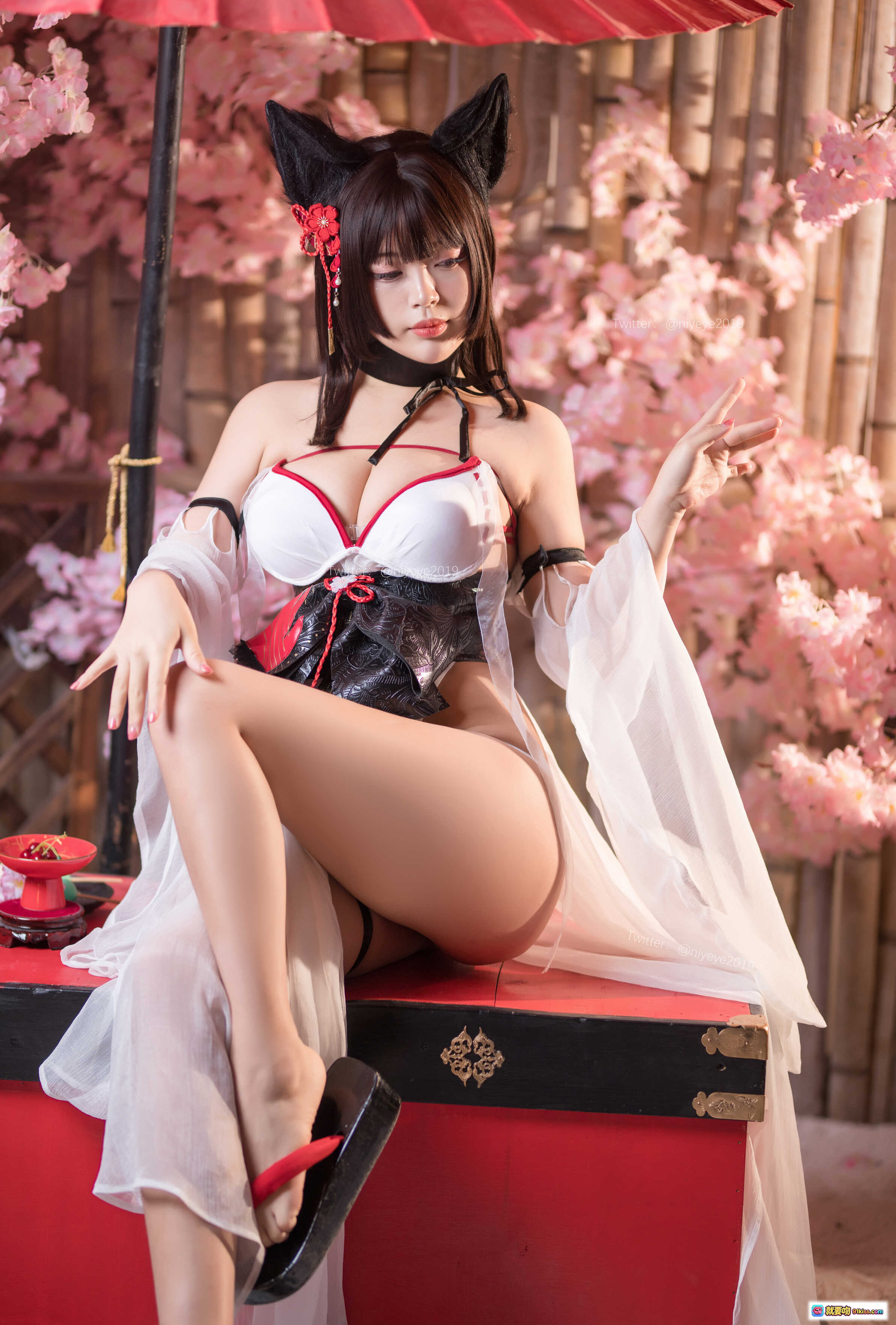 图片[6] - 白烨VOL.036猫耳湿身泳装写真｜樱花背景日系性感Cosplay｜61P高清美图 - 就要吻