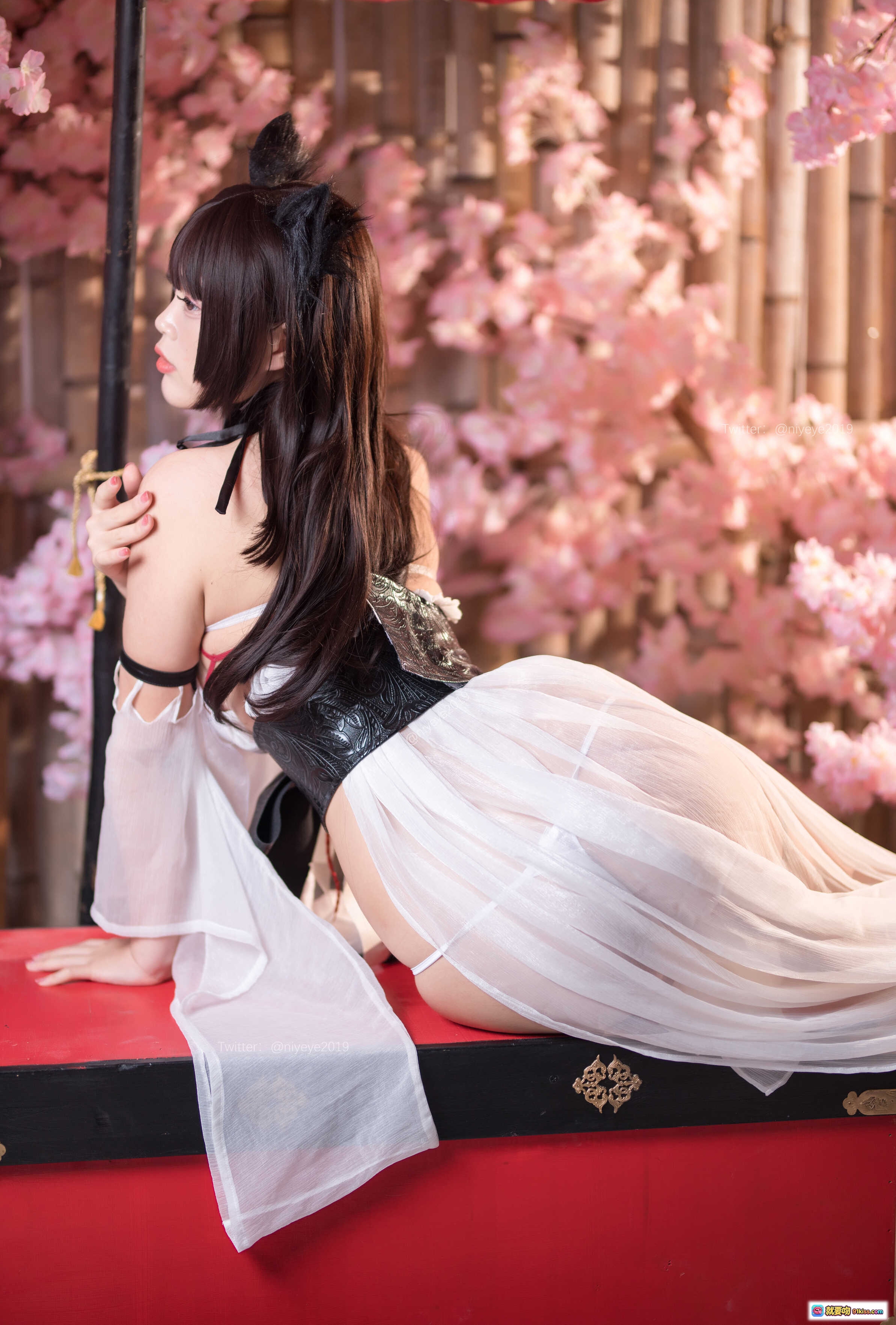 图片[9] - 白烨VOL.036猫耳湿身泳装写真｜樱花背景日系性感Cosplay｜61P高清美图 - 就要吻
