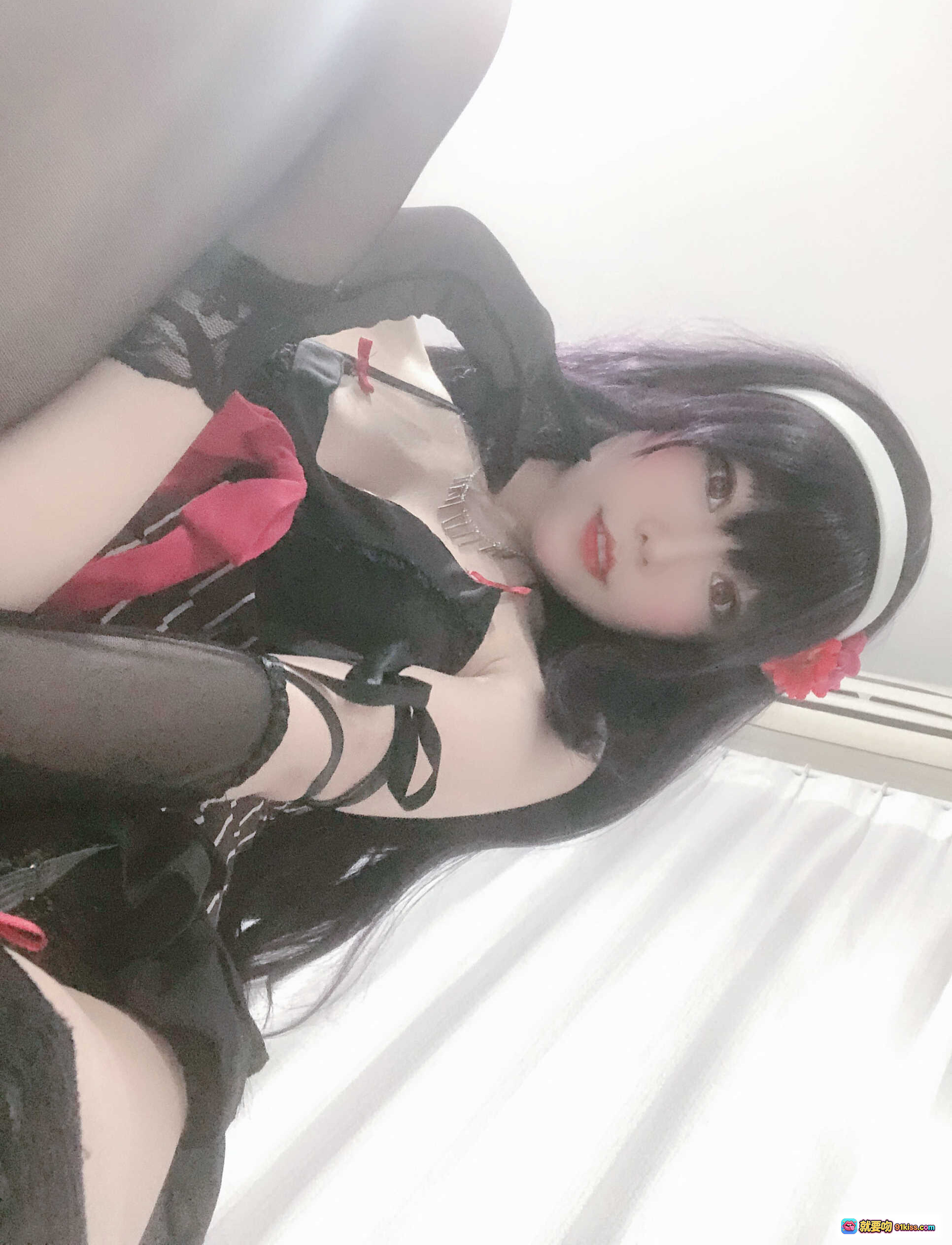 图片[6] - 香草喵露露NO.016诗羽学姐睡衣自拍 黑丝高跟蕾丝吊带美腿写真 45P高清图集 - 就要吻