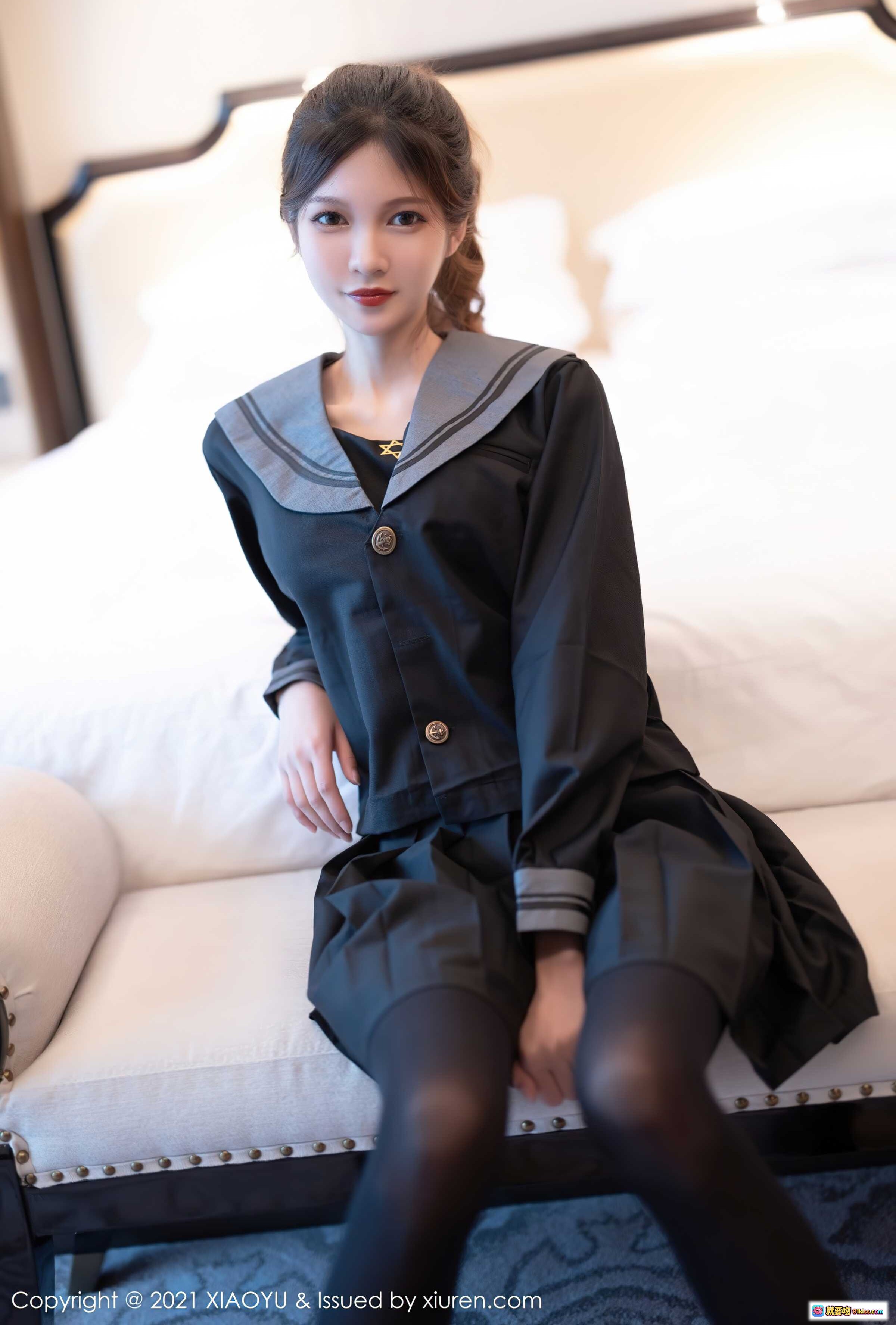 图片[8] - 程程程黑裙水手服过膝袜高跟鞋写真 | XIAOYU Vol.591 2021.08.12 优雅走廊拍摄 - 就要吻