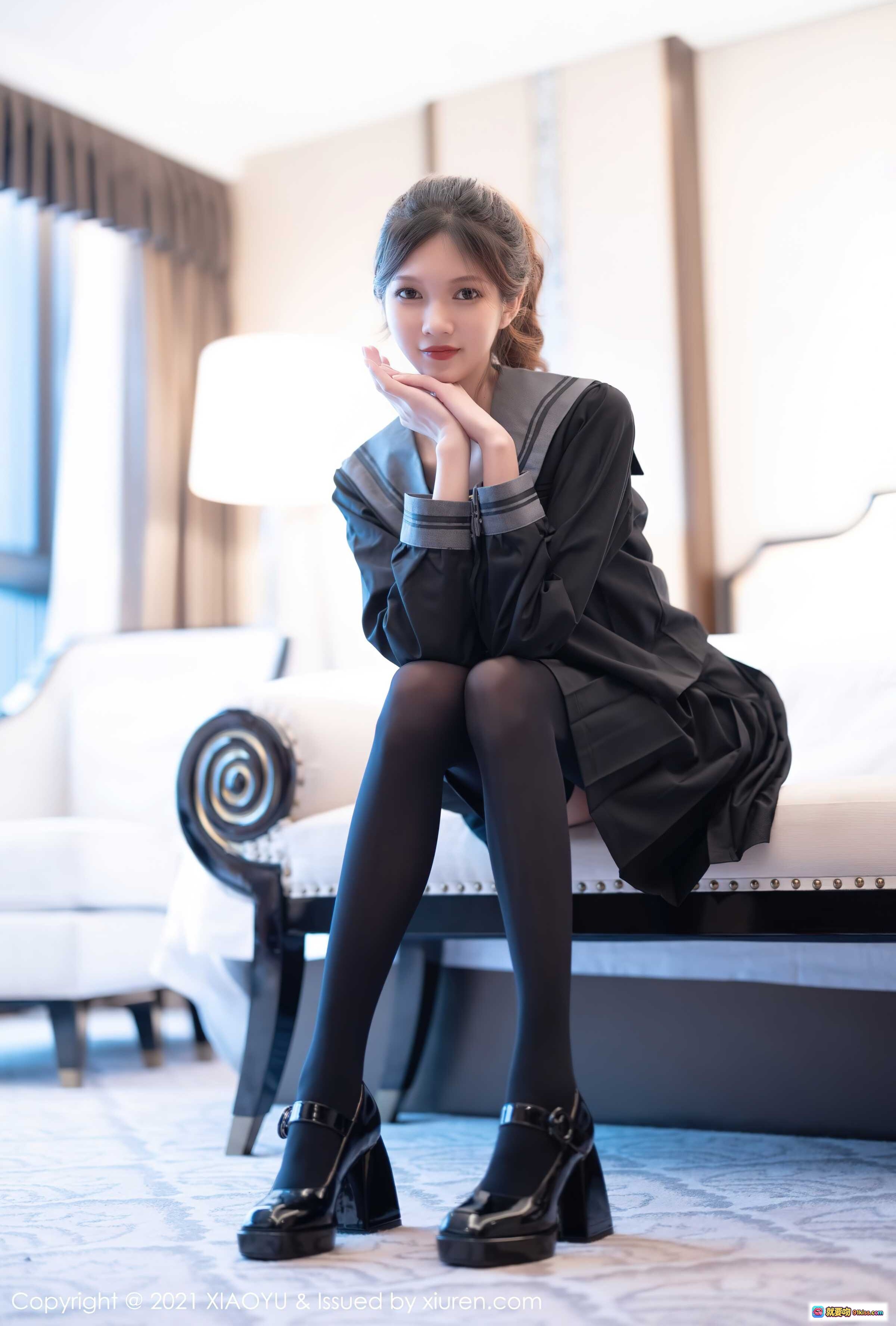 图片[6] - 程程程黑裙水手服过膝袜高跟鞋写真 | XIAOYU Vol.591 2021.08.12 优雅走廊拍摄 - 就要吻