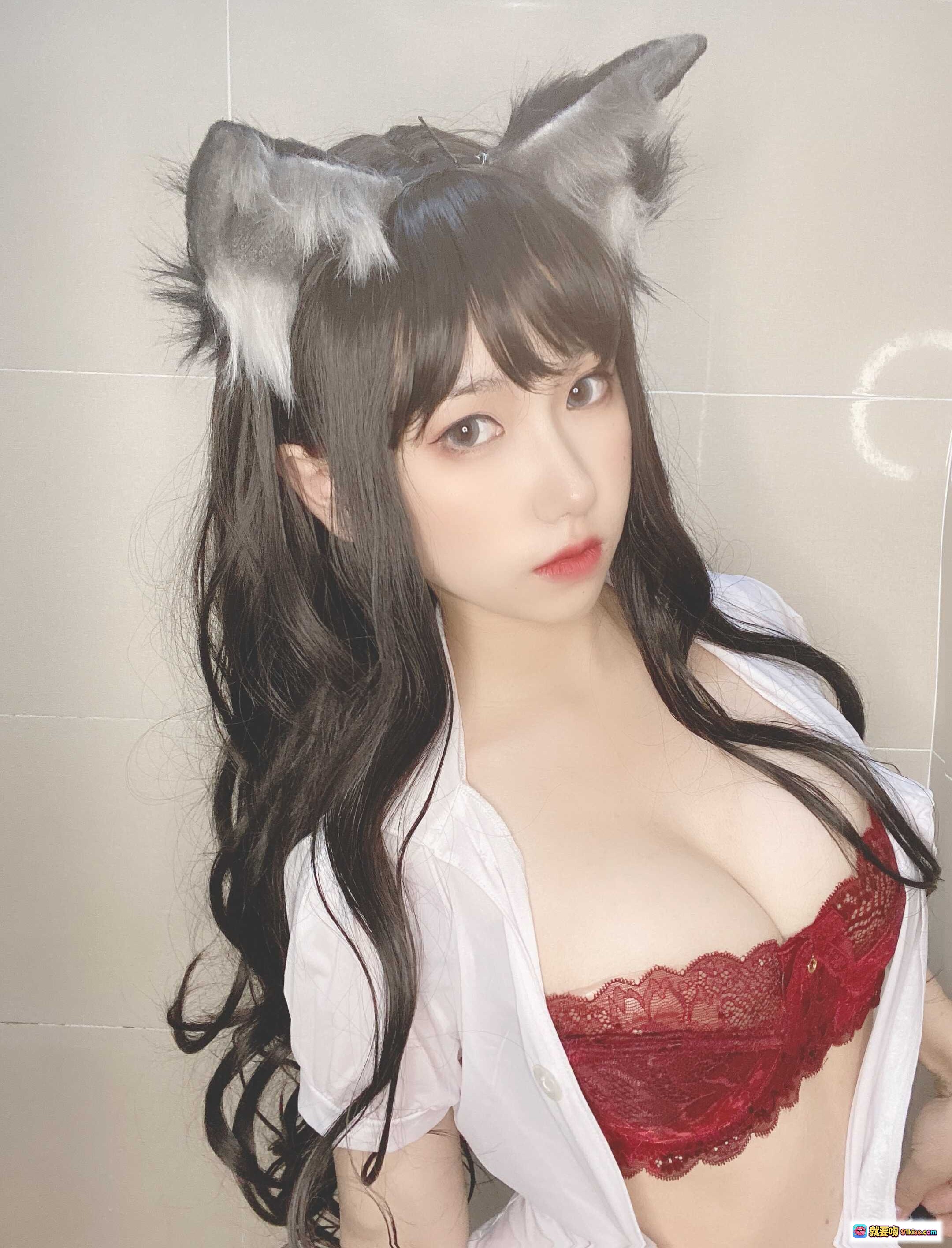 图片[3] - 芋圆侑子NO.021兽娘风俗店写真集 红色蕾丝内衣性感私房照 94P高清图集 - 就要吻