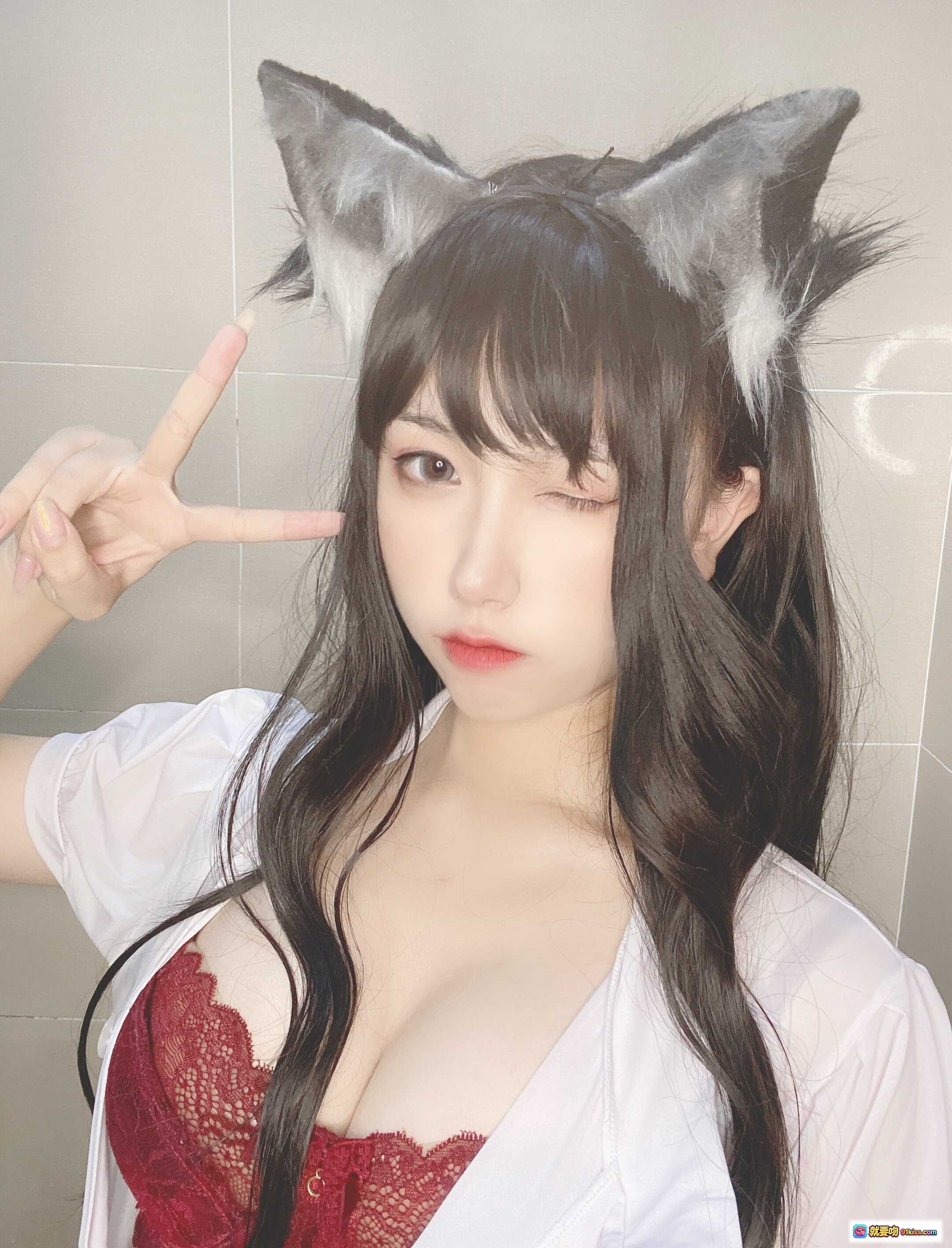 图片[6] - 芋圆侑子NO.021兽娘风俗店写真集 红色蕾丝内衣性感私房照 94P高清图集 - 就要吻