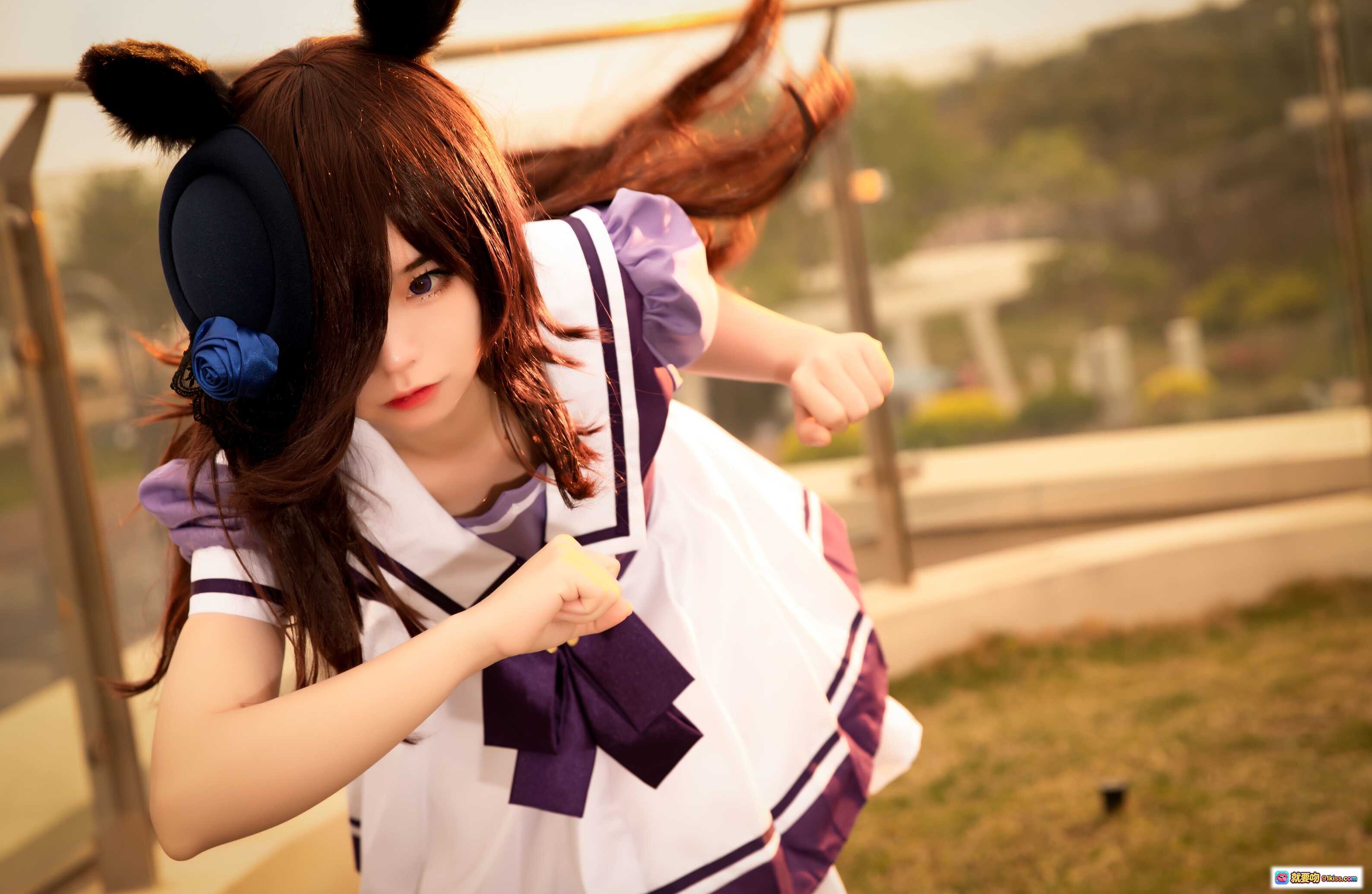 图片[4] - 赛马娘米浴cosplay紫白水手服兔耳造型户外写真美图集锦 - 就要吻