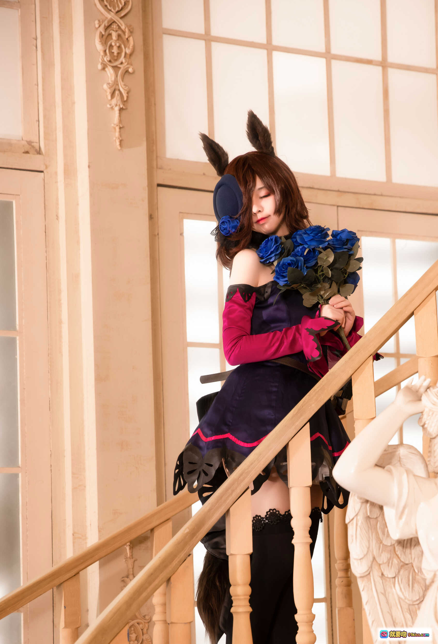 图片[3] - 赛马娘米浴cosplay紫白水手服兔耳造型户外写真美图集锦 - 就要吻