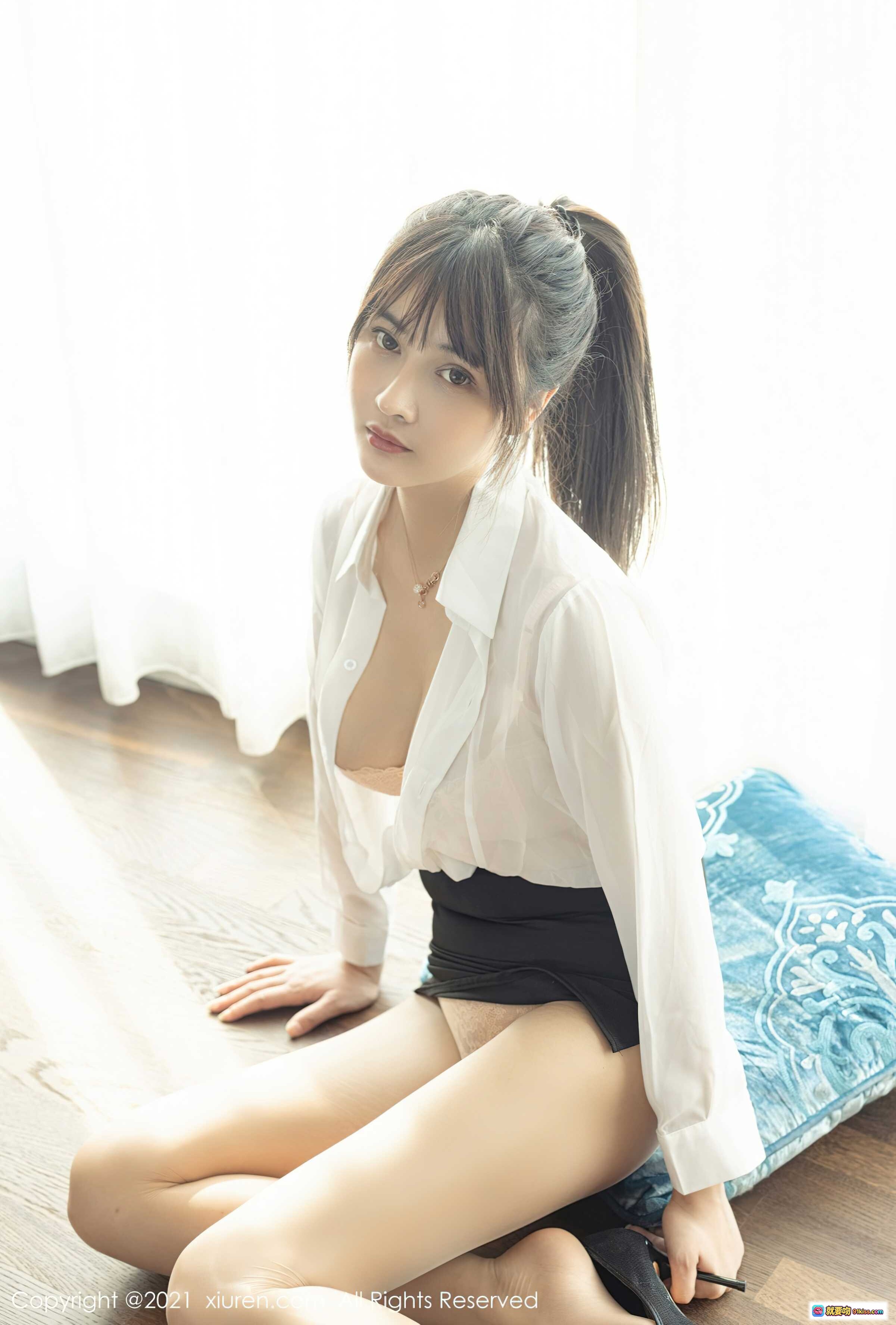 图片[6] - 萌奈子白衬衫黑短裙跪坐椅上优雅迷人写真 – XiuRen秀人网2021.08.12 No.3793 - 就要吻