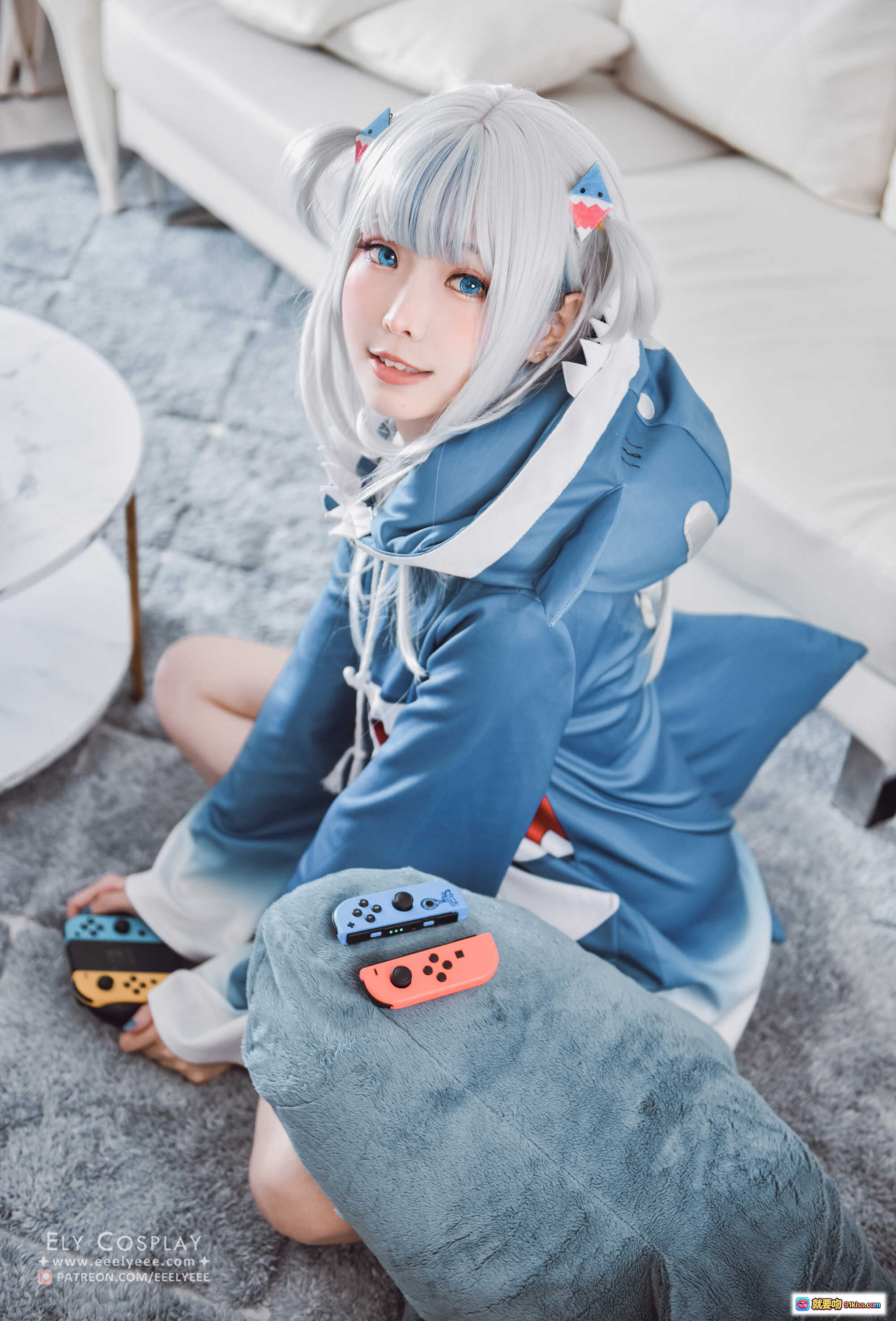 图片[6] - ElyEE子NO.070噶呜·古拉小鲨鲨cosplay蓝发少女抱鲨鱼玩偶萌系写真44P高清图集 - 就要吻