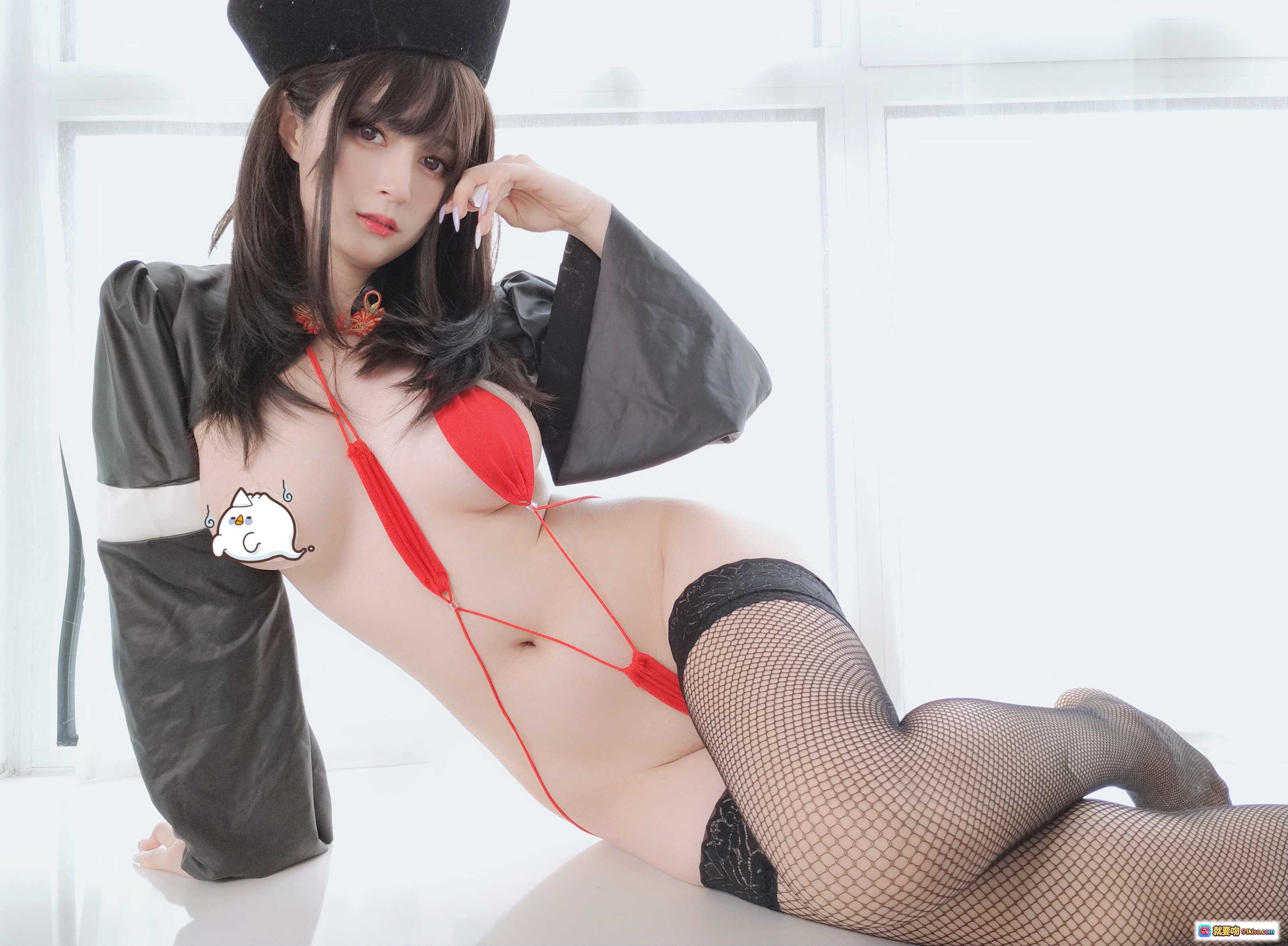 图片[8] - 白银81 NO.086 9月会员合集 2021-09-05 黑帽红樱桃 网袜诱惑 性感写真 低角度拍摄 室内白帘背景 - 就要吻