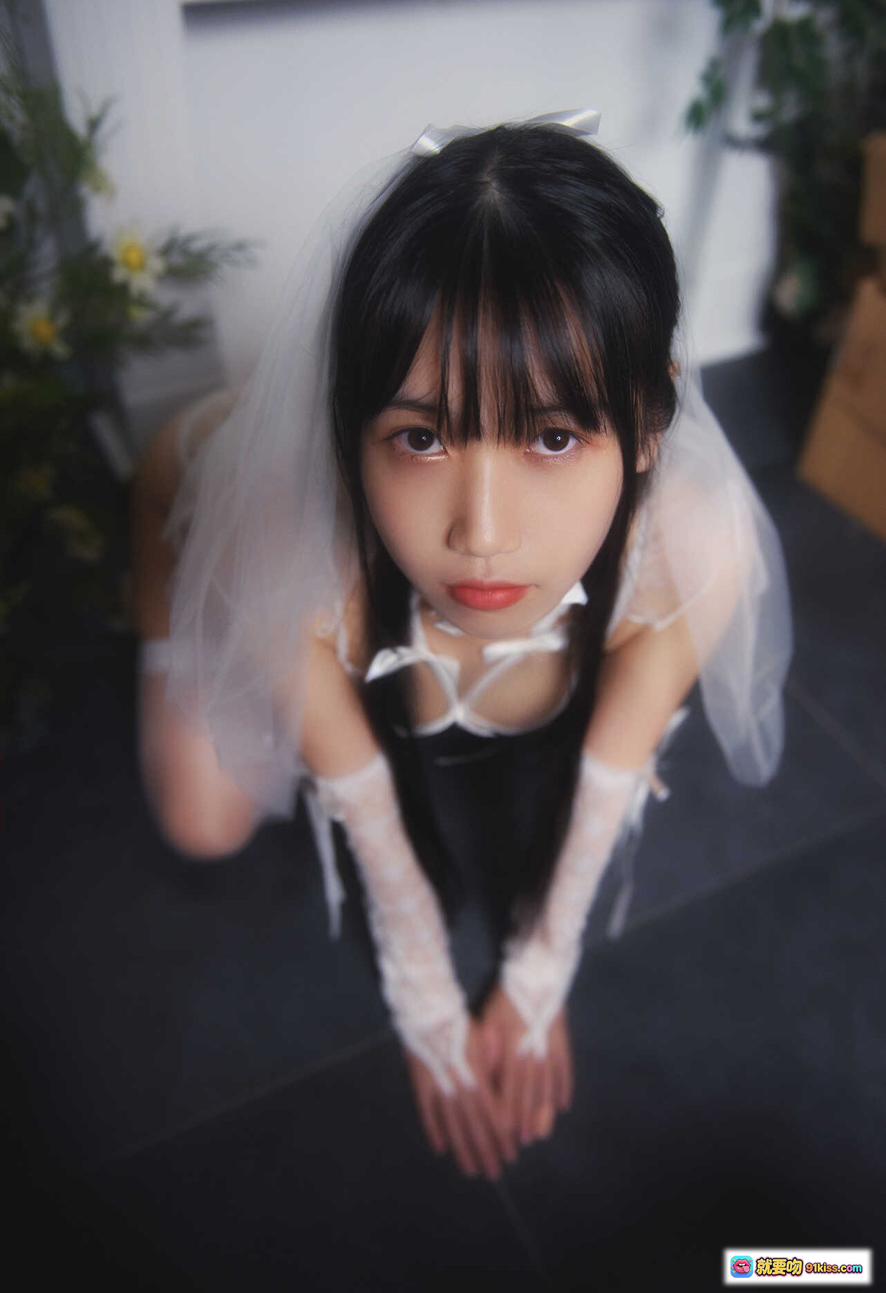 图片[7] - 不呆猫NO.021白色蕾丝情趣婚纱写真 24P高清私房美图 甜美新娘风性感内衣搭配复古书房场景 - 就要吻