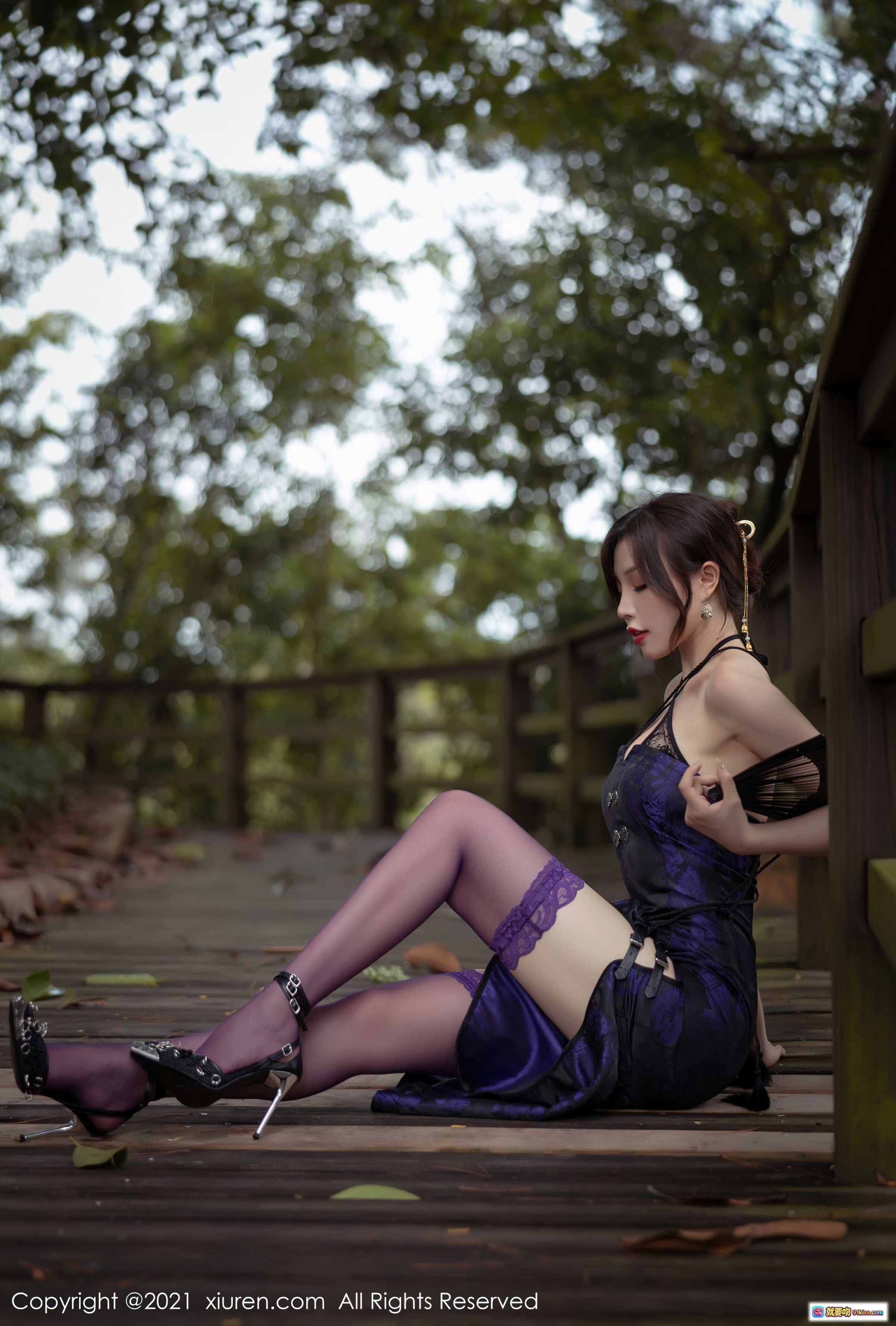 图片[6] - 芝芝Booty紫裙高开叉丝袜美腿户外木桥写真 – XiuRen秀人网2021.08.12 No.3794 - 就要吻