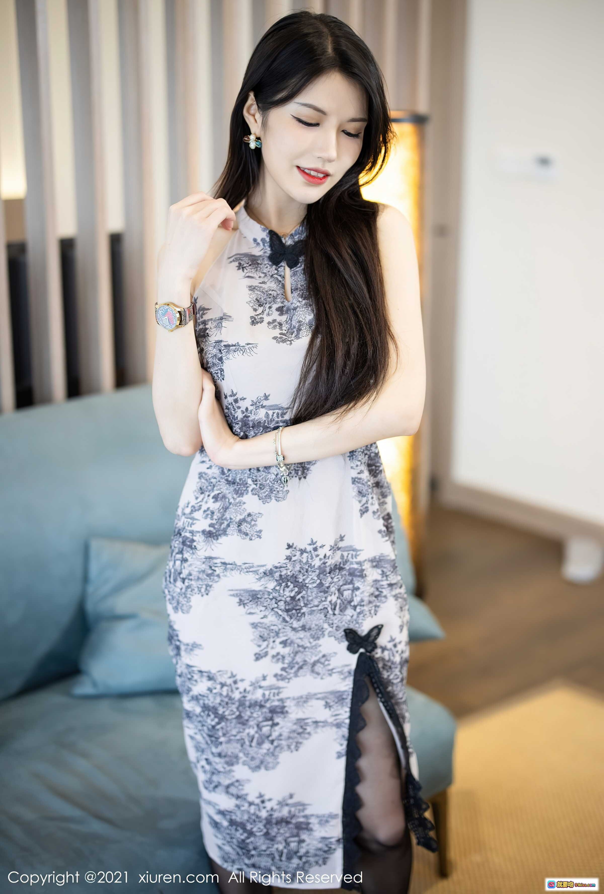 图片[10] - 媛媛酱belle旗袍写真｜优雅长发黑丝美腿｜XiuRen秀人网2021.09.02 No.3887高清摄影图集 - 就要吻