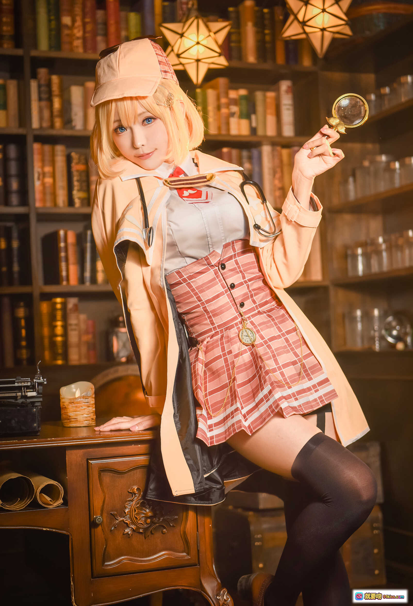 图片[9] - ElyEE子 NO.072 阿米莉亚·华生 黑丝美腿 复古打字机 优雅坐姿 53P高清写真 - 就要吻