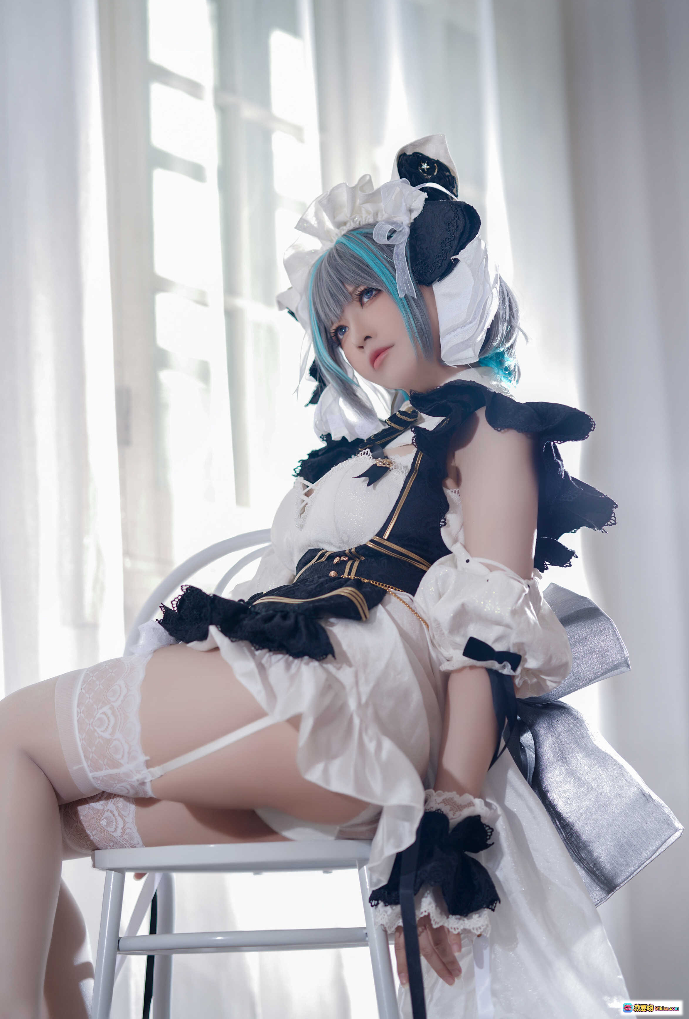 图片[4] - 半半子NO.048柴郡cosplay写真 二次元女仆装黑白色蕾丝洛丽塔风 甜美性感私房照 63P高清图集 - 就要吻
