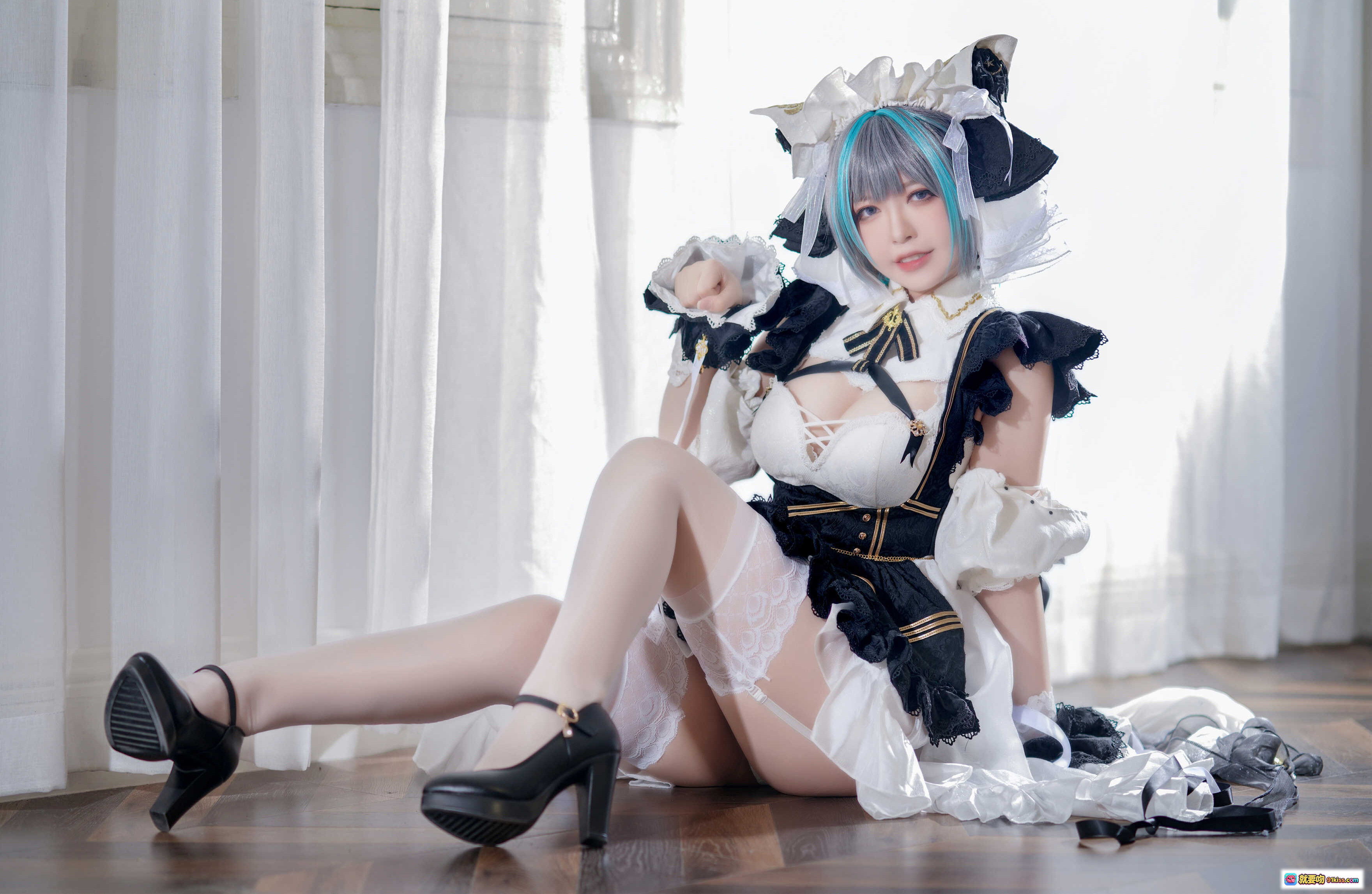 图片[6] - 半半子NO.048柴郡cosplay写真 二次元女仆装黑白色蕾丝洛丽塔风 甜美性感私房照 63P高清图集 - 就要吻
