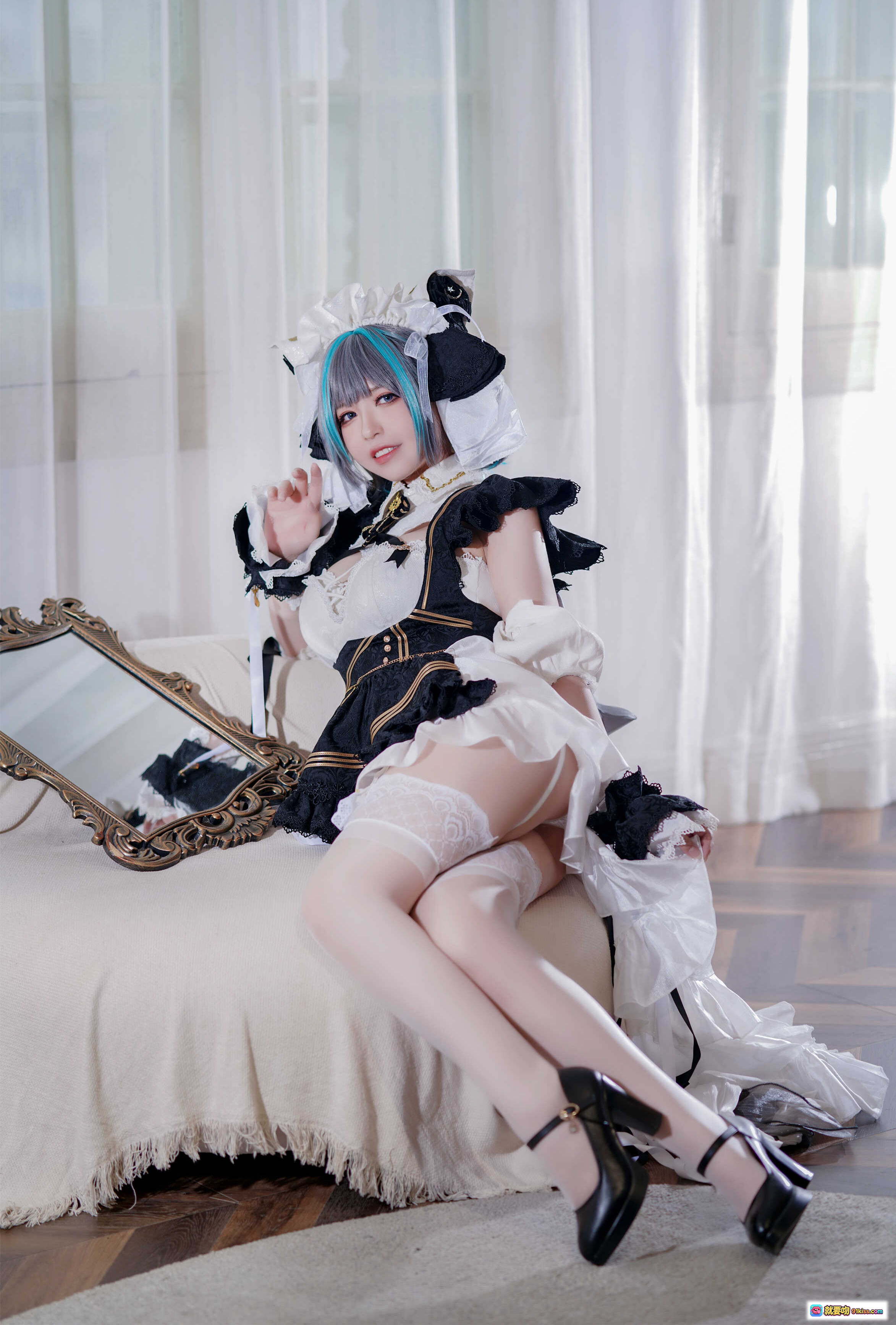 图片[9] - 半半子NO.048柴郡cosplay写真 二次元女仆装黑白色蕾丝洛丽塔风 甜美性感私房照 63P高清图集 - 就要吻