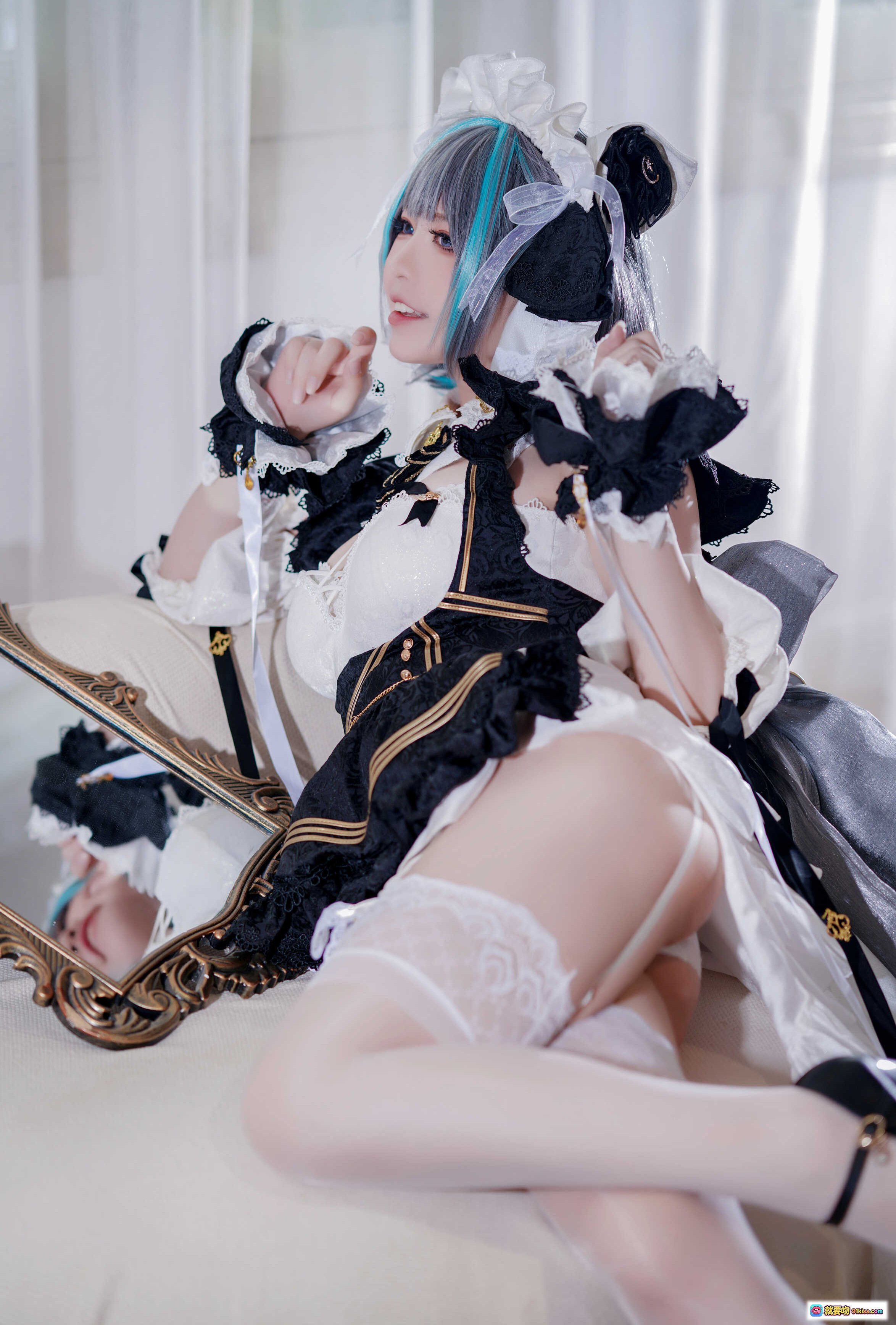 图片[1] - 半半子NO.048柴郡cosplay写真 二次元女仆装黑白色蕾丝洛丽塔风 甜美性感私房照 63P高清图集 - 就要吻