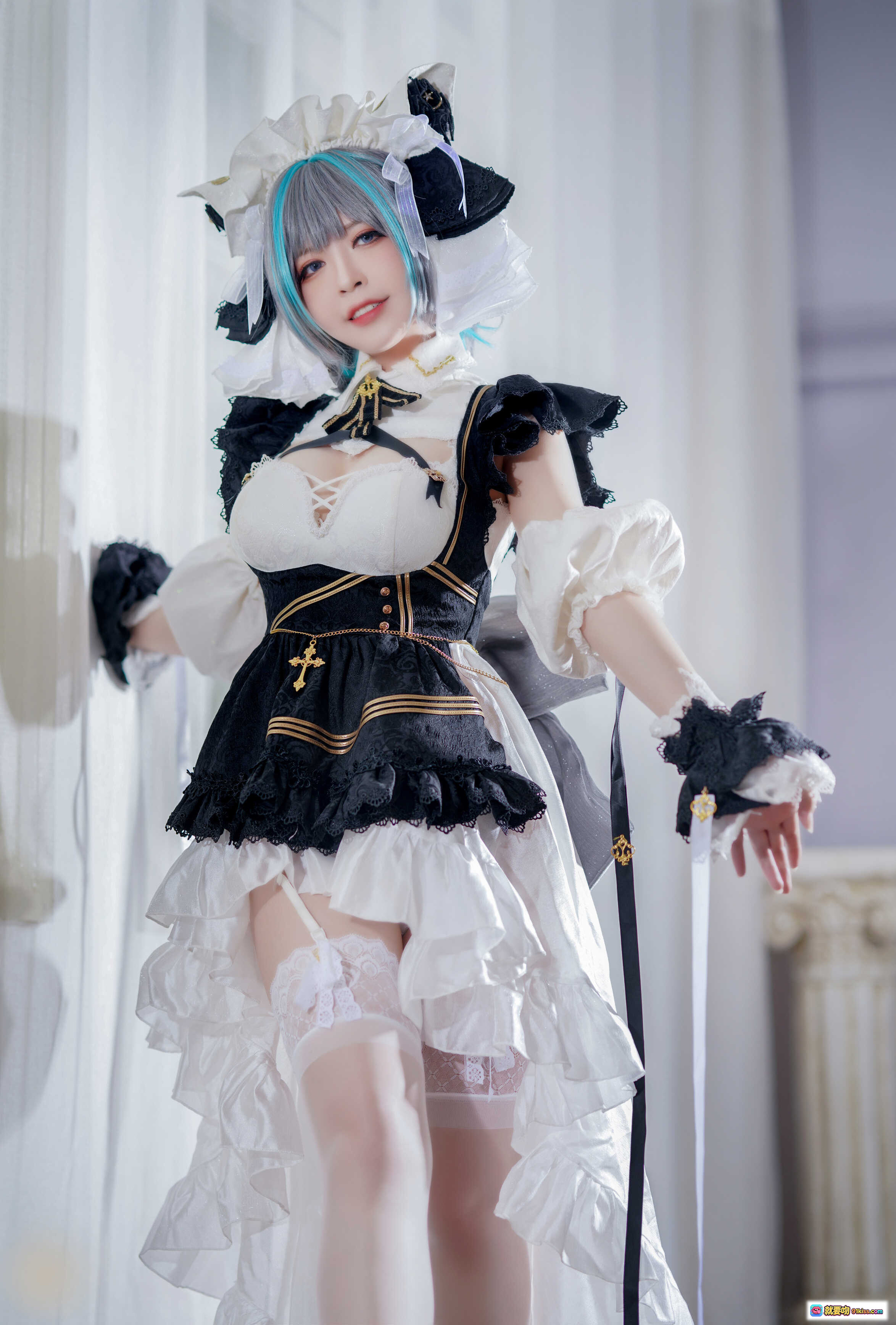 图片[10] - 半半子NO.048柴郡cosplay写真 二次元女仆装黑白色蕾丝洛丽塔风 甜美性感私房照 63P高清图集 - 就要吻