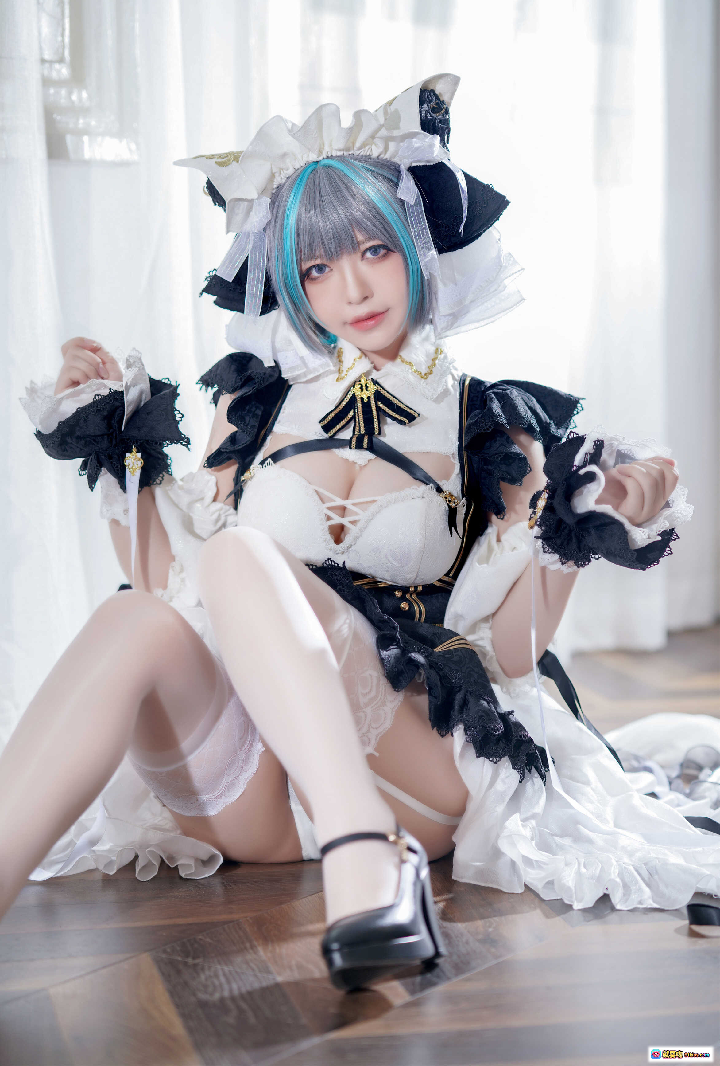图片[8] - 半半子NO.048柴郡cosplay写真 二次元女仆装黑白色蕾丝洛丽塔风 甜美性感私房照 63P高清图集 - 就要吻