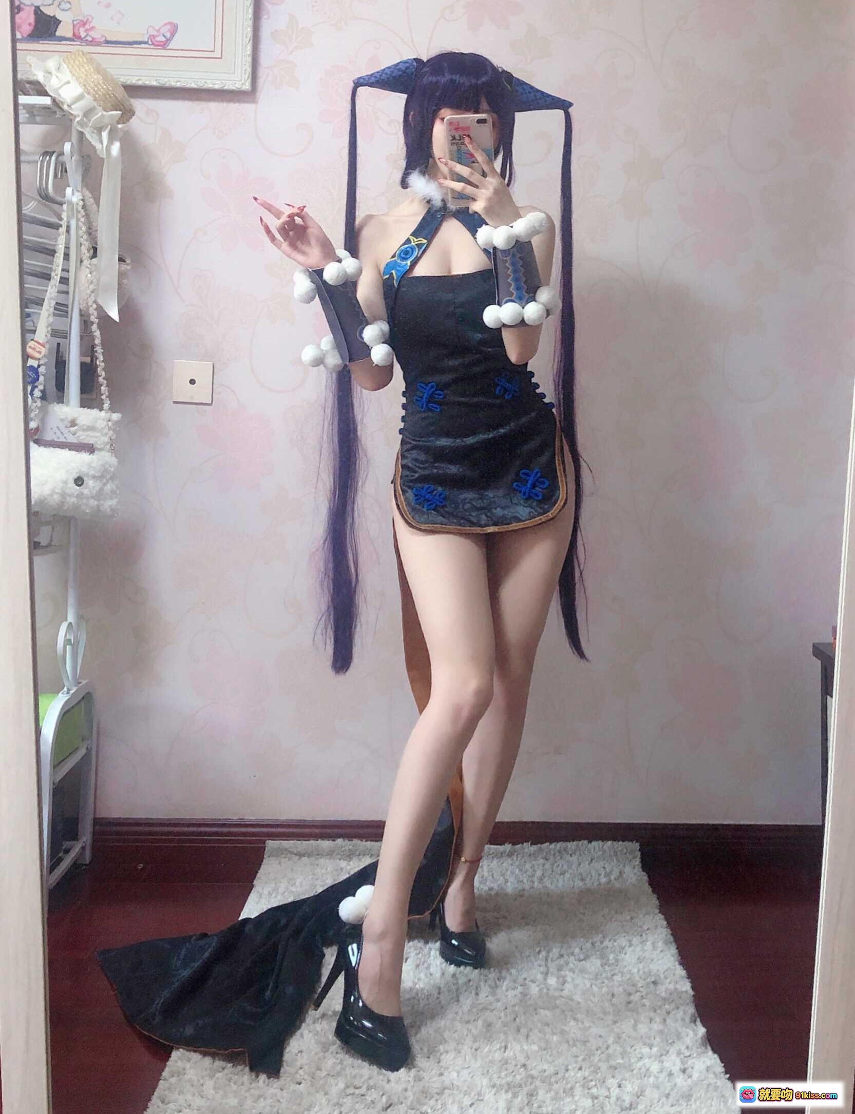 图片[1] - Kettoe NO.014 杨贵妃cosplay写真 32P高清美图 黑色旗袍造型 长发双马尾 高跟鞋性感姿态 室内镜前自拍 38MB大图包 - 就要吻