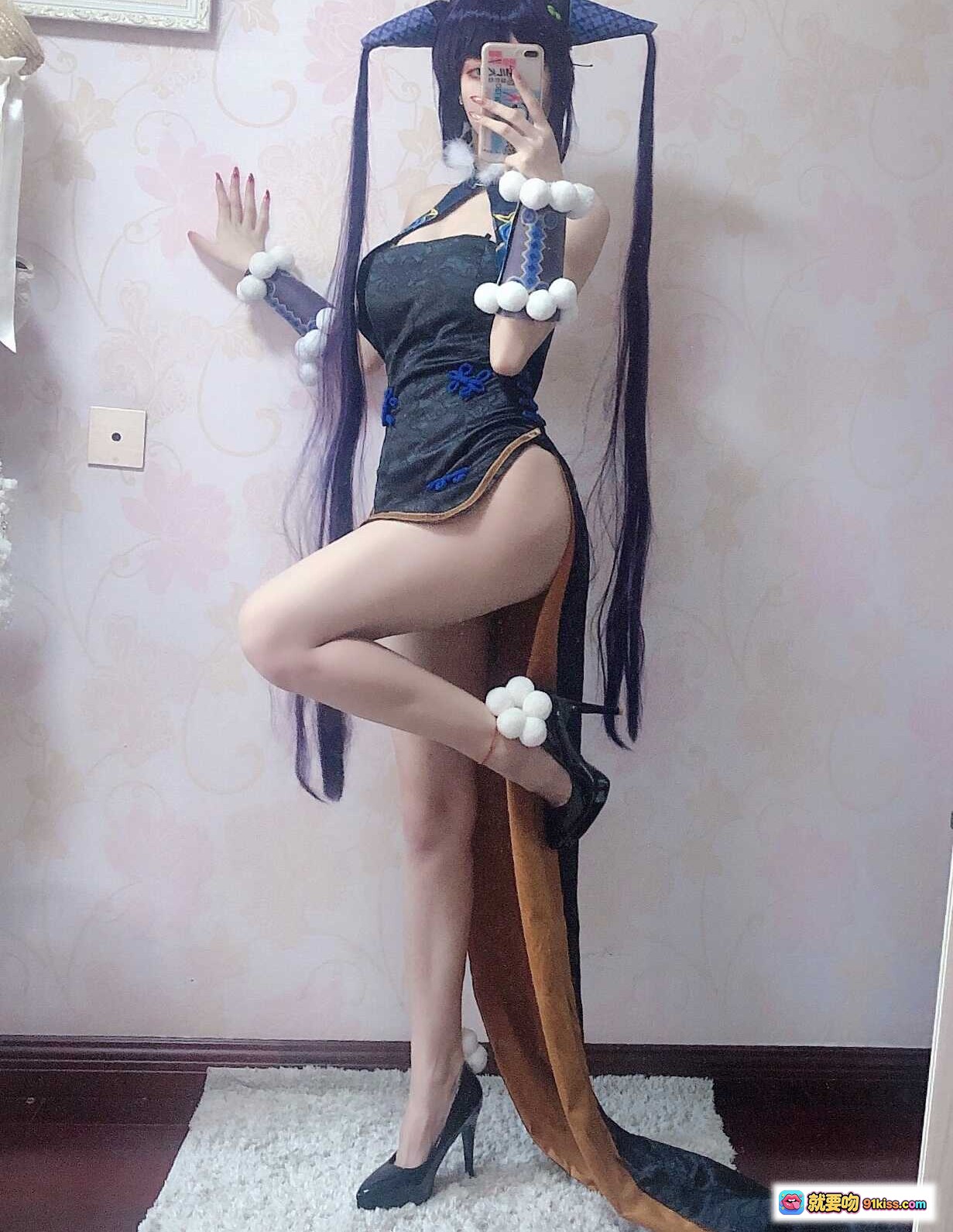 图片[7] - Kettoe NO.014 杨贵妃cosplay写真 32P高清美图 黑色旗袍造型 长发双马尾 高跟鞋性感姿态 室内镜前自拍 38MB大图包 - 就要吻