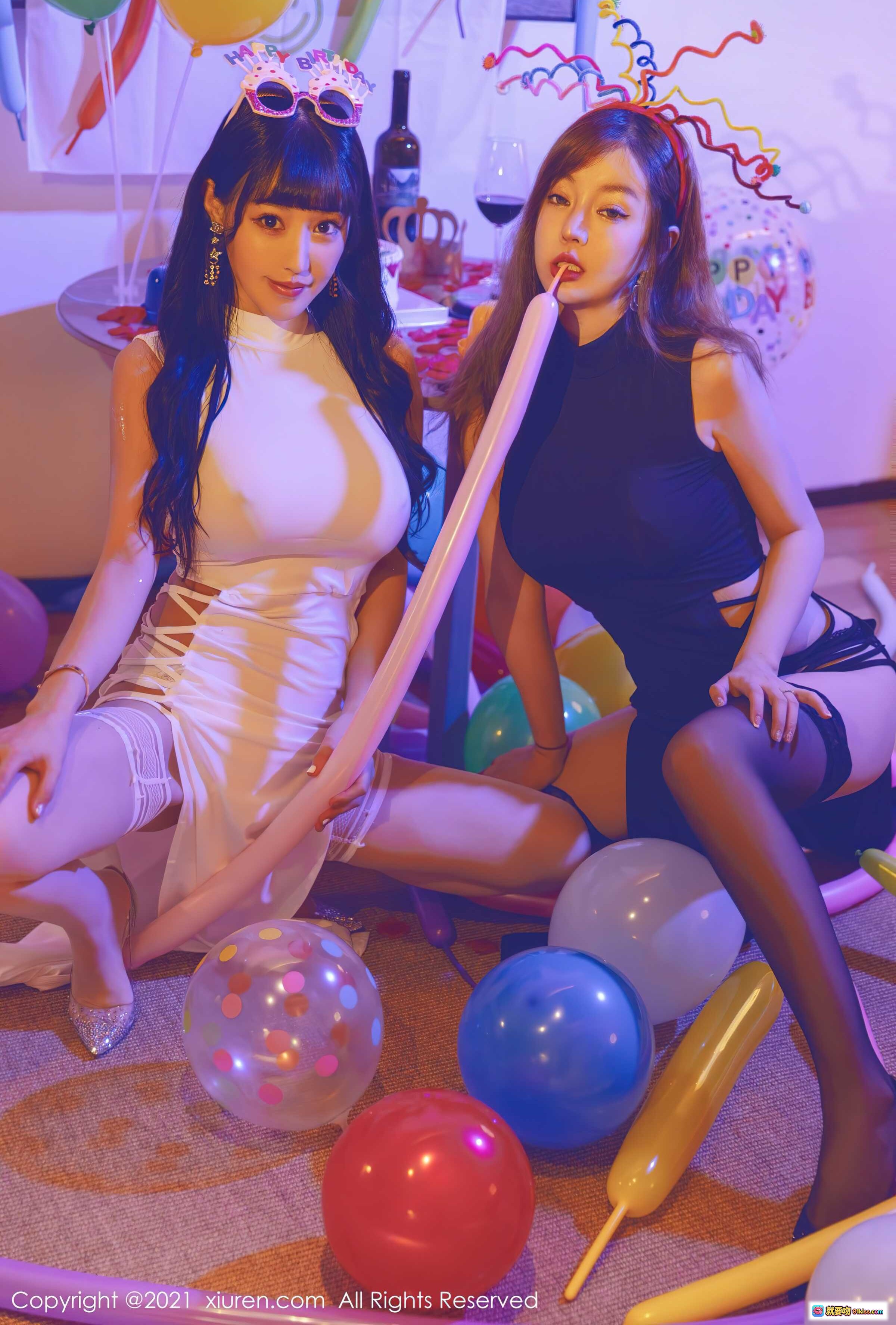 图片[2] - XIUREN秀人网2021.09.30 No.4025双模生日派对写真｜甜美白裙+黑色绑带装｜气球装饰｜派对氛围｜高清98图合集 - 就要吻