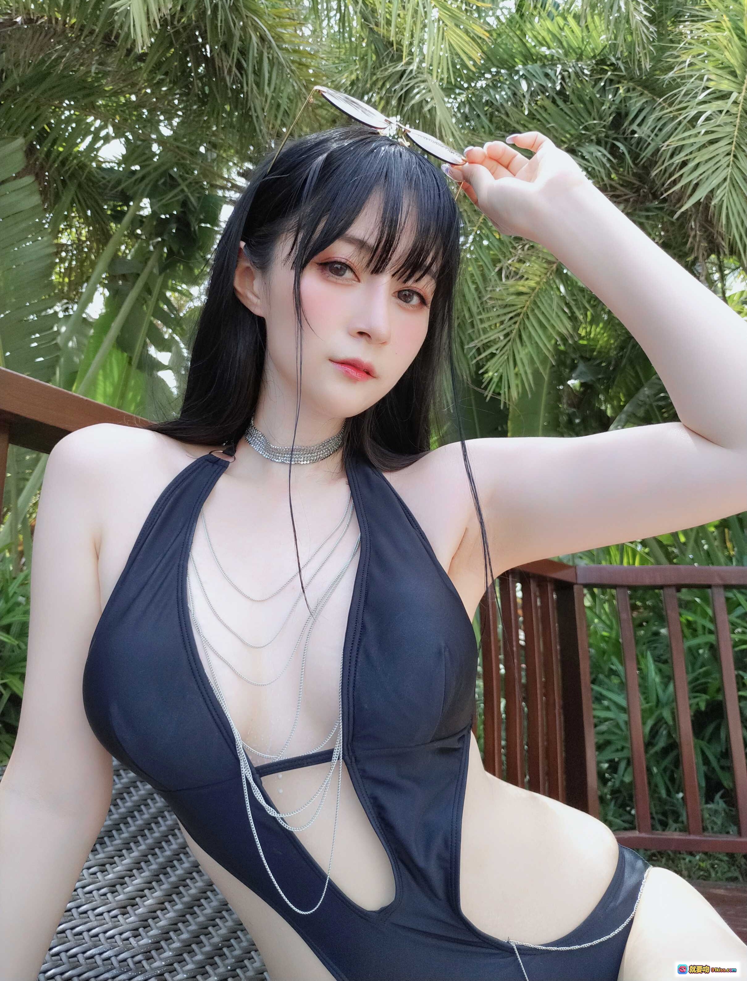 图片[7] - 白银81 NO.085 9月会员合集 2021-09-02 黑色镂空泳衣 热带植物背景 性感写真 时尚配饰 高清美图 - 就要吻