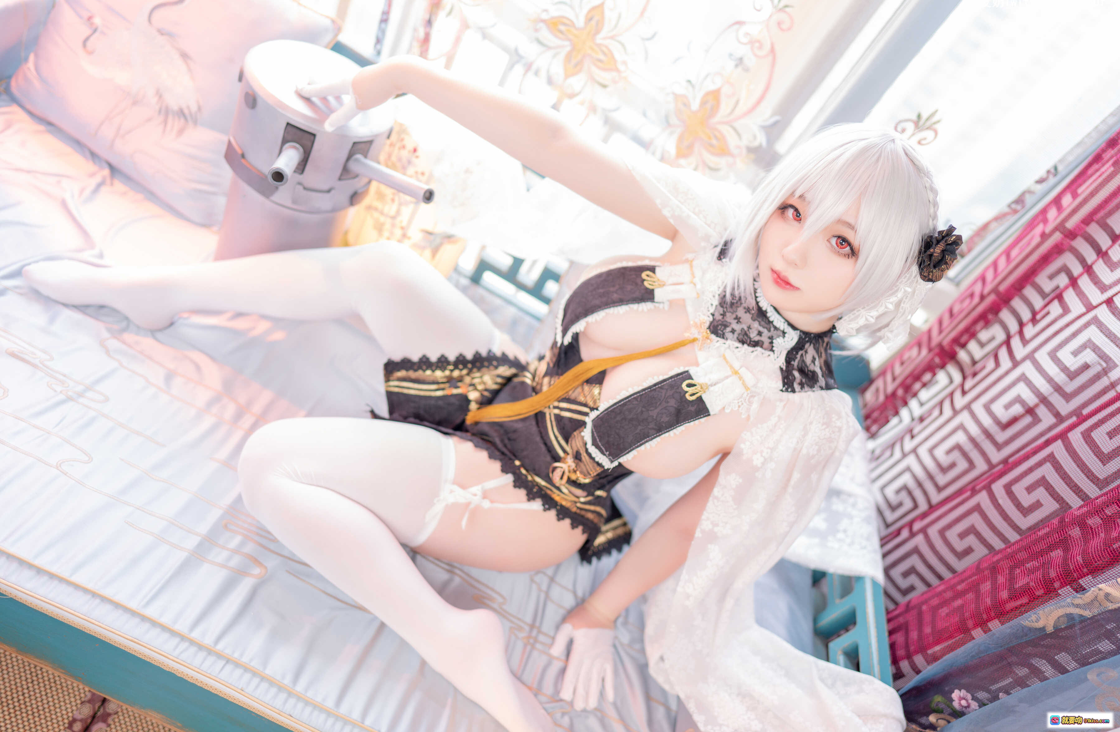 图片[2] - 皮皮奶NO.042天狼星cos写真｜白发女仆装+蕾丝袜+红丝带+甜酷少女风｜38P高清图集 - 就要吻