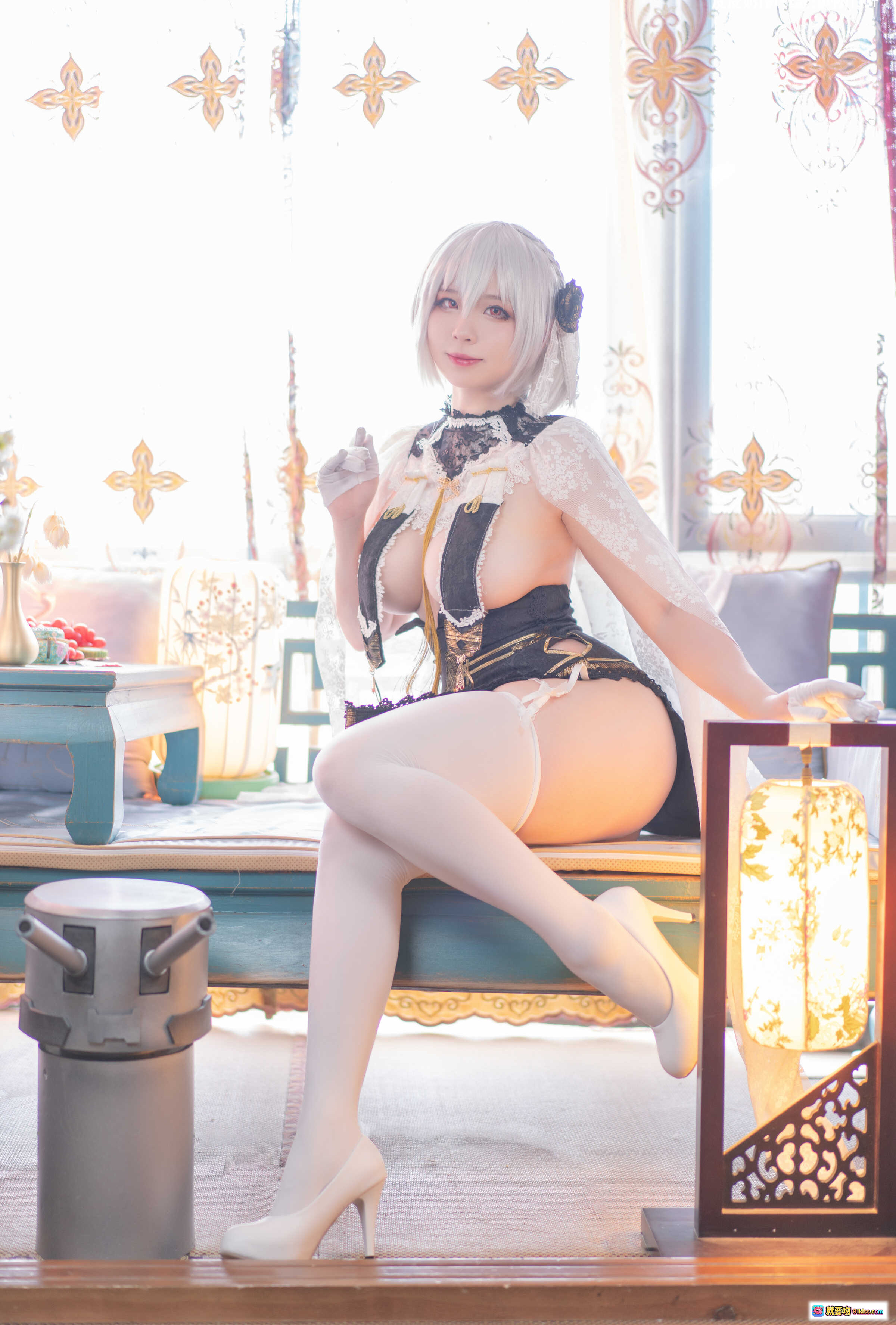 图片[8] - 皮皮奶NO.042天狼星cos写真｜白发女仆装+蕾丝袜+红丝带+甜酷少女风｜38P高清图集 - 就要吻