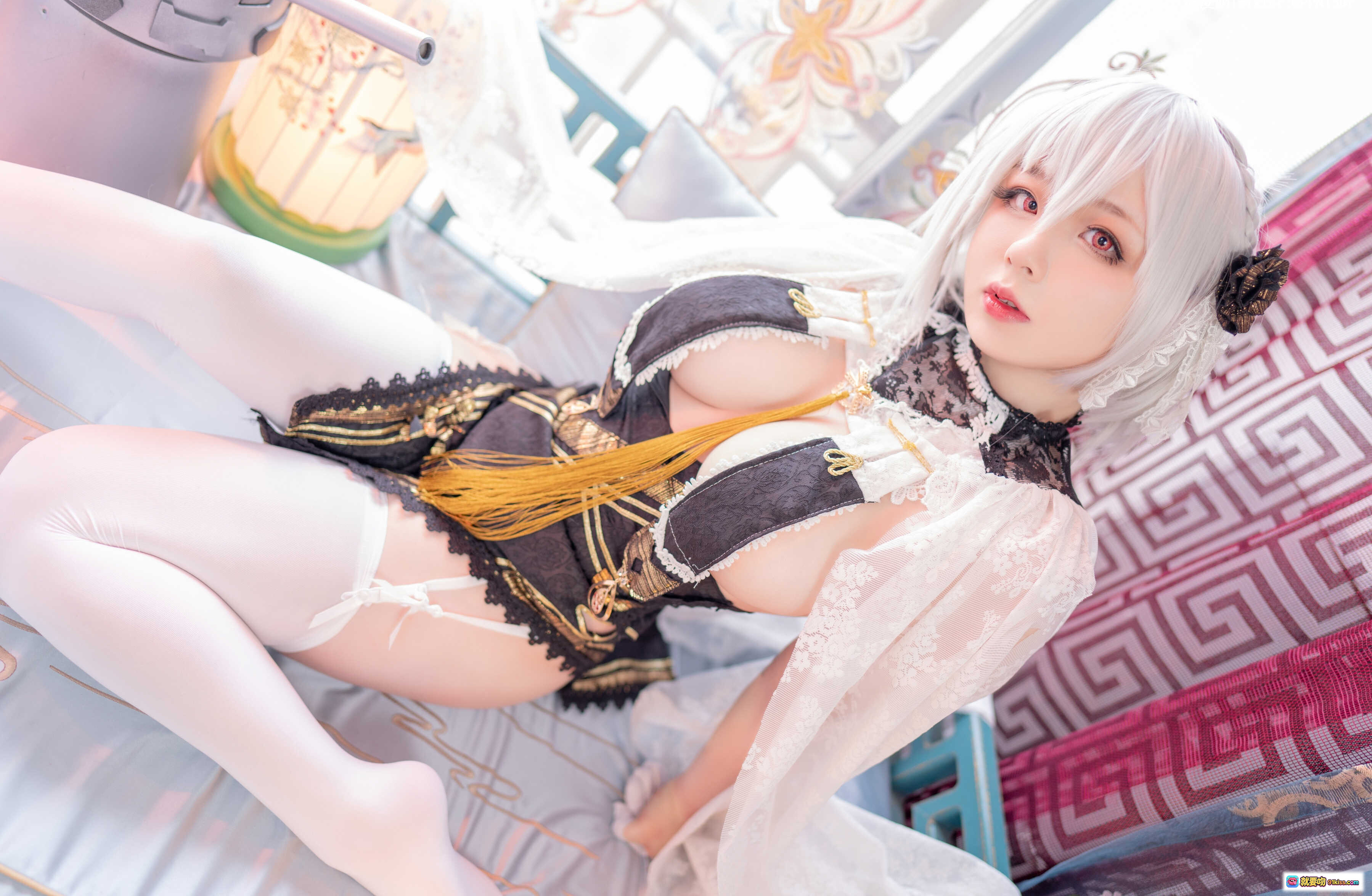 图片[3] - 皮皮奶NO.042天狼星cos写真｜白发女仆装+蕾丝袜+红丝带+甜酷少女风｜38P高清图集 - 就要吻